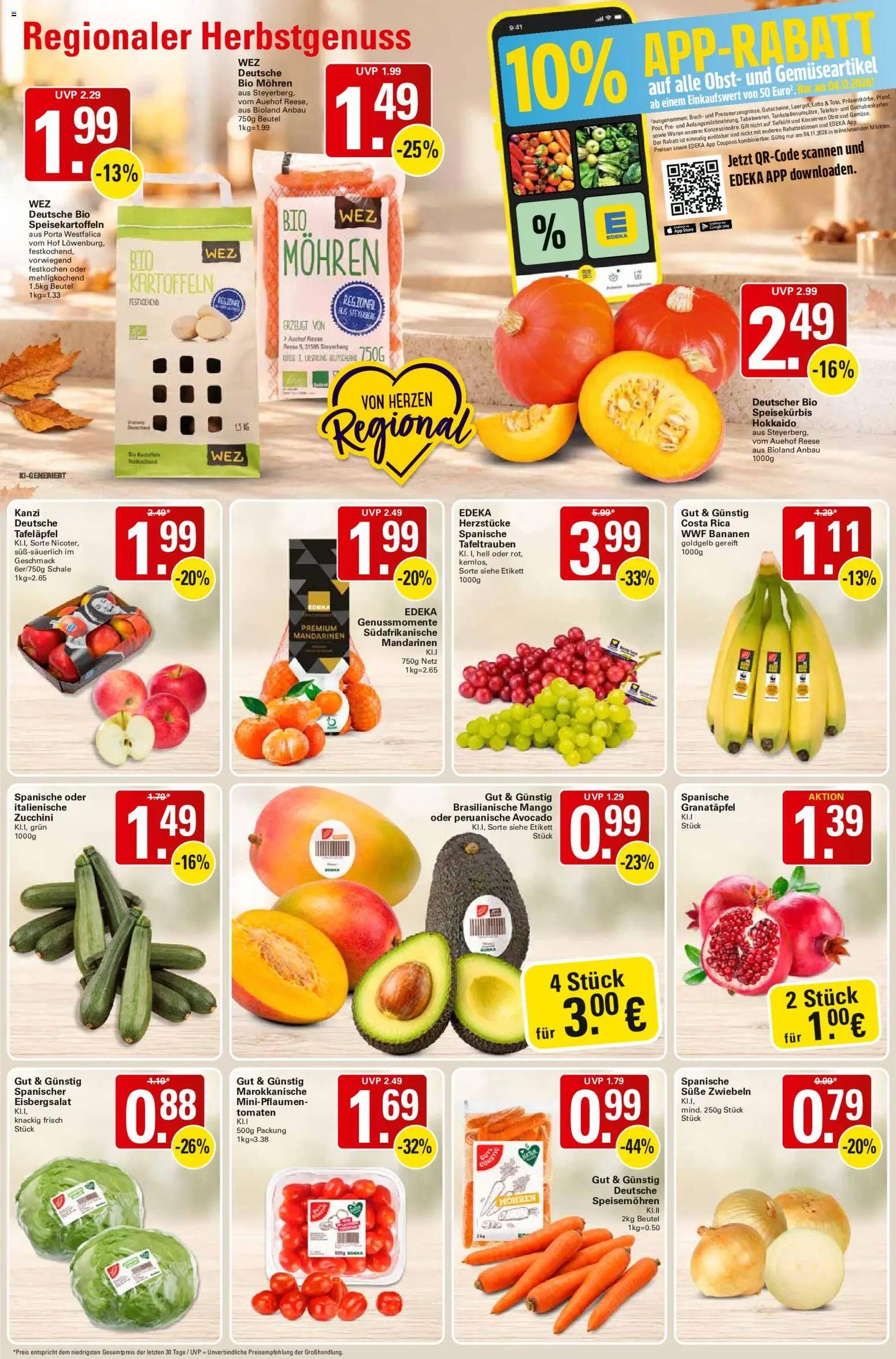 WEZ Prospekt – gültig ab 02.11.2026 | Seite: 2 | Produkte: Granatapfel, Bananen, Avocado, Zucchini