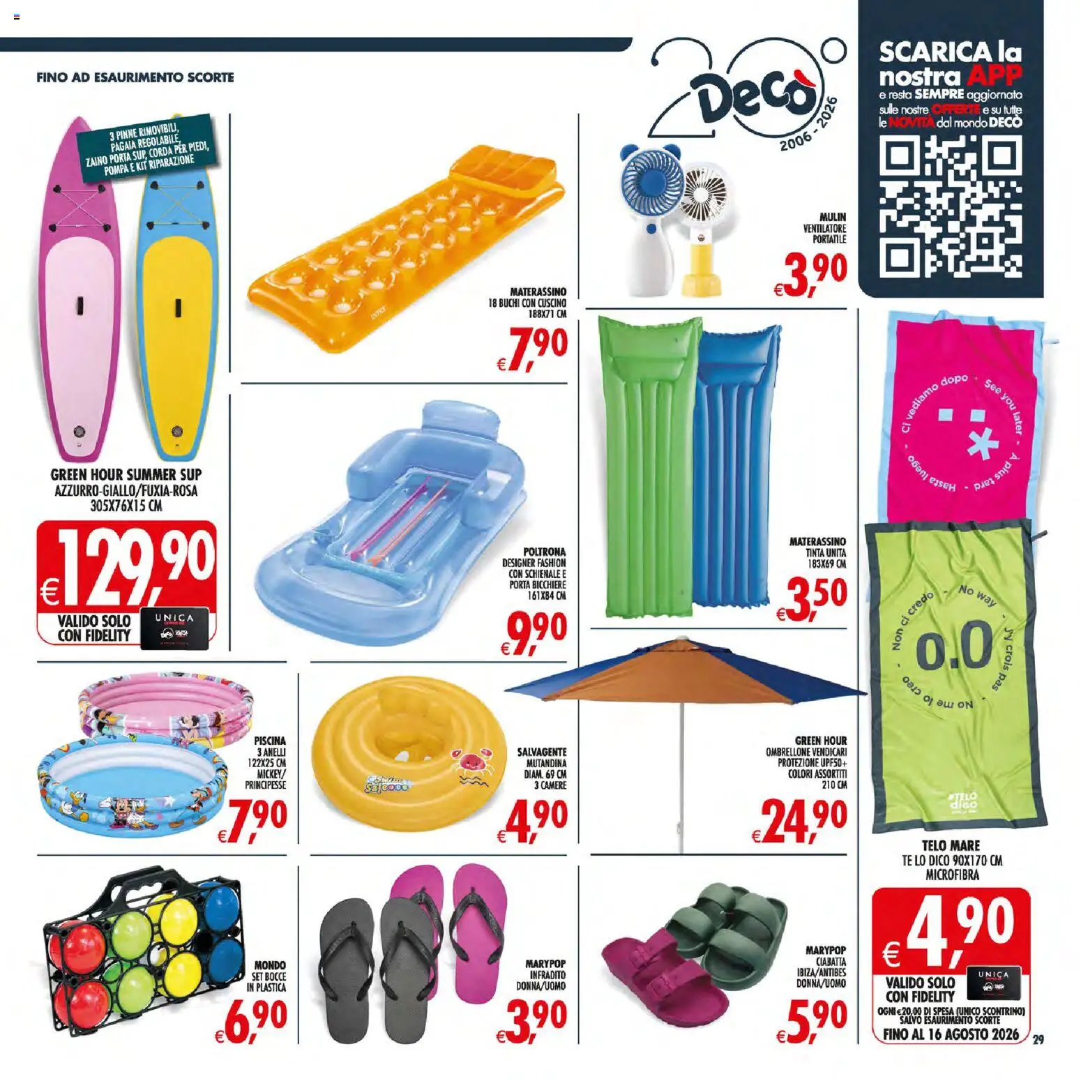 Volantino Decò del 30/06/2026 | Pagina: 41 | Prodotti: Ventilatore, Infradito, Piscina, Cuscino