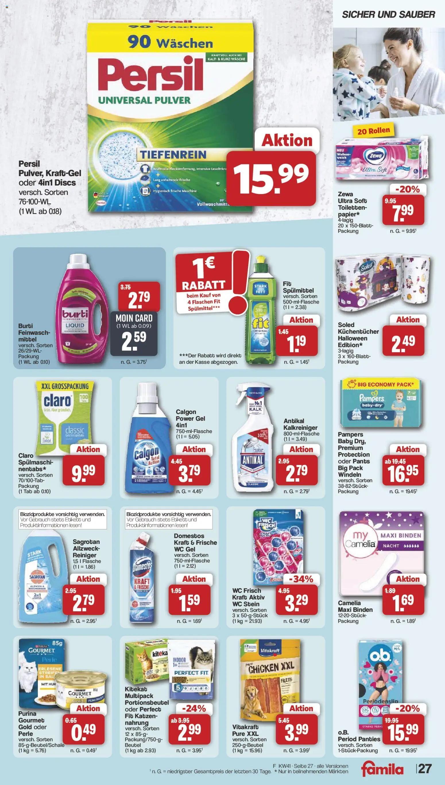 Famila Nordwest Prospekt – gültig ab 05.10.2026 | Seite: 27 | Produkte: Zewa, Kalk, WC Stein, Persil