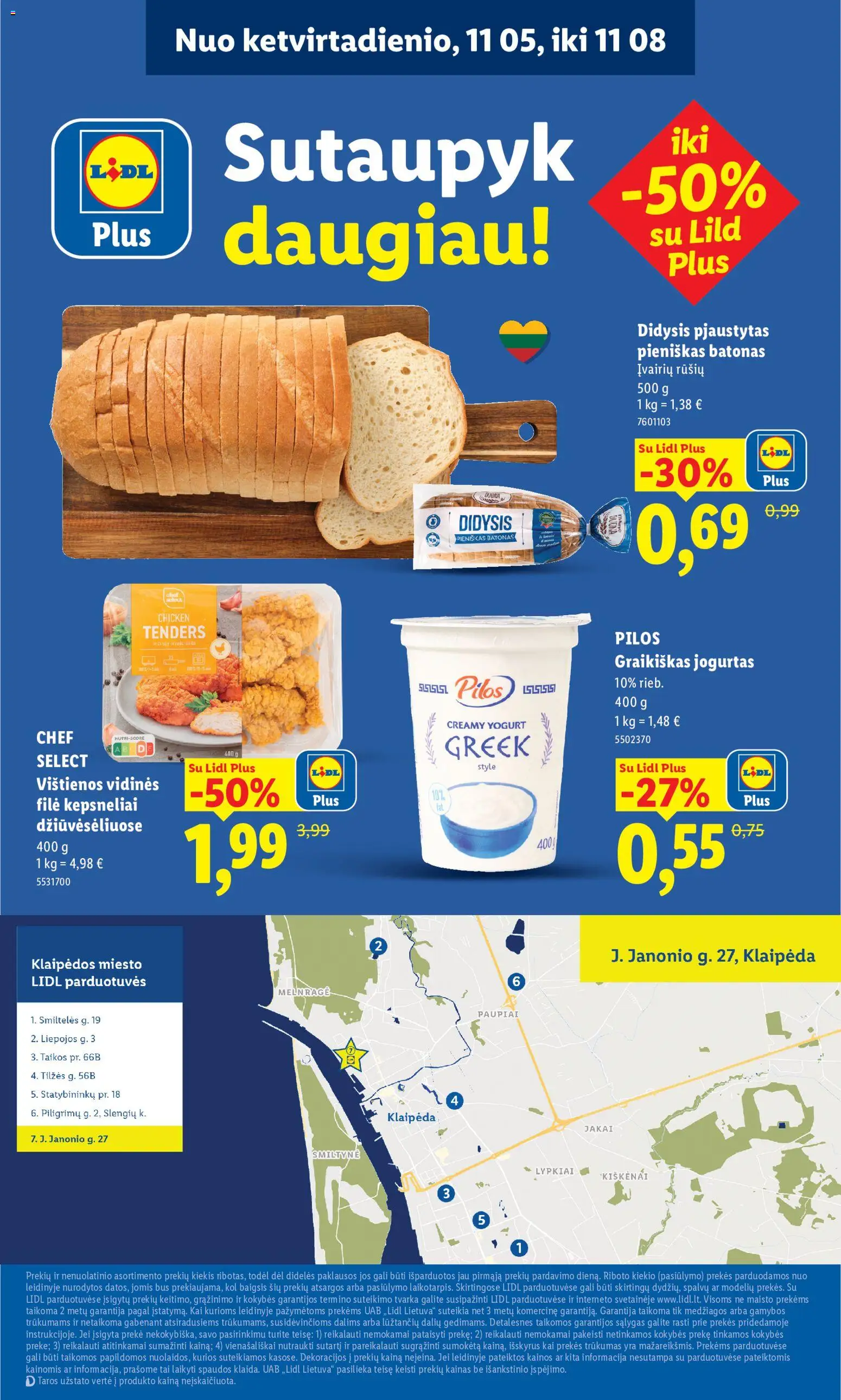 LIDL akcijos nuo 2026.11.02 | Puslapis: 4 | Prekių: Batonas, Vištienos, Graikiškas jogurtas, Jogurtas