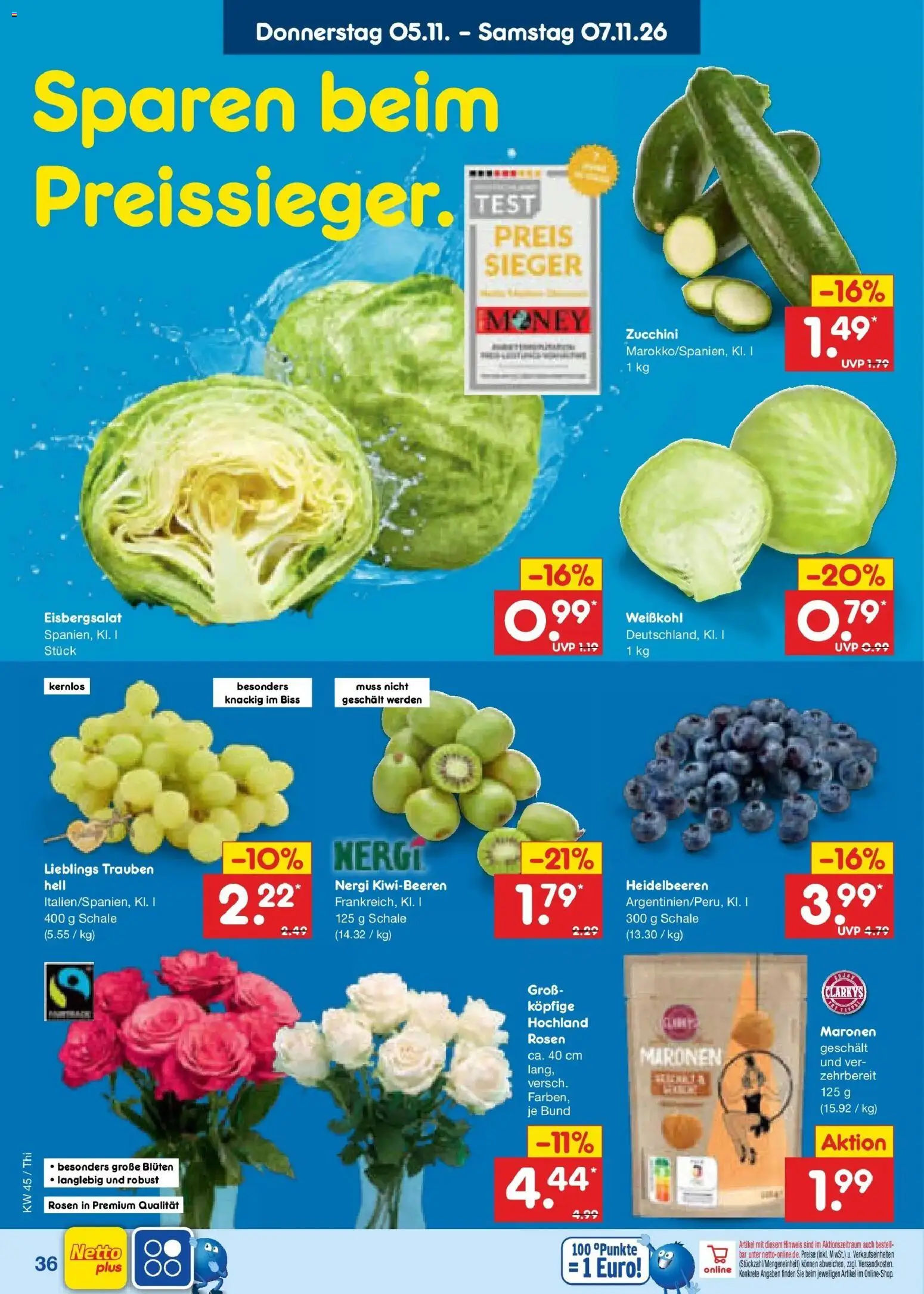 Netto Marken-Discount Prospekt Thiendorf – gültig ab 02.11.2026 | Seite: 54 | Produkte: Trauben, Eisbergsalat, Heidelbeeren, Zucchini