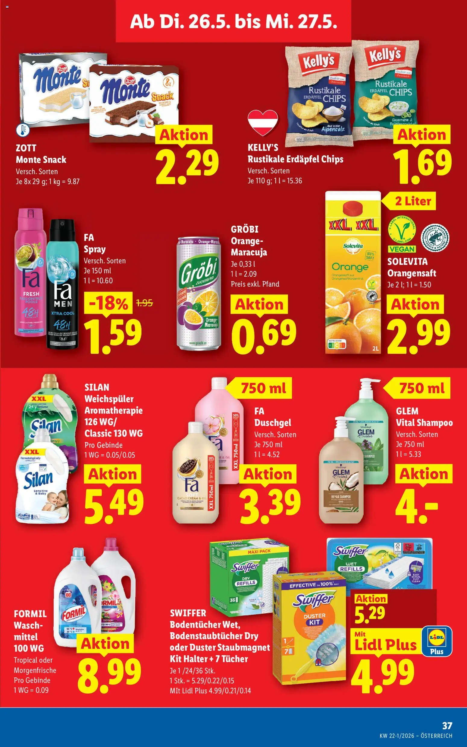 Lidl Flugblatt - Altenmarkt im Pongau, St. Johann im Pongau, Zell am See gültig ab 21.05.2026 | Seite: 42 | Produkte: Chips, Saft, Duschgel, Weichspüler