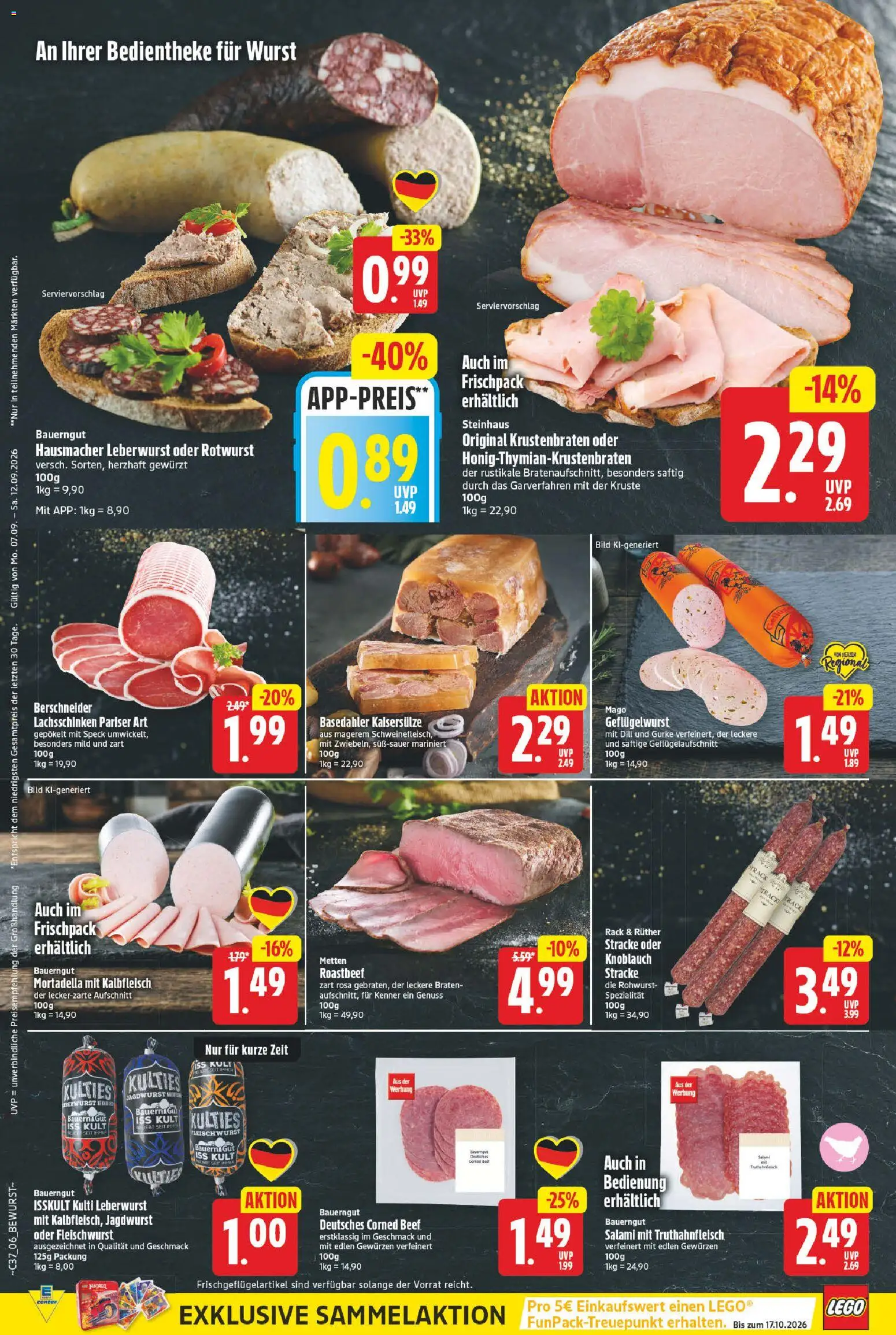 E center Prospekt – gültig ab 07.09.2026 | Seite: 6 | Produkte: Roastbeef, Knoblauch, Bauerngut, Dill