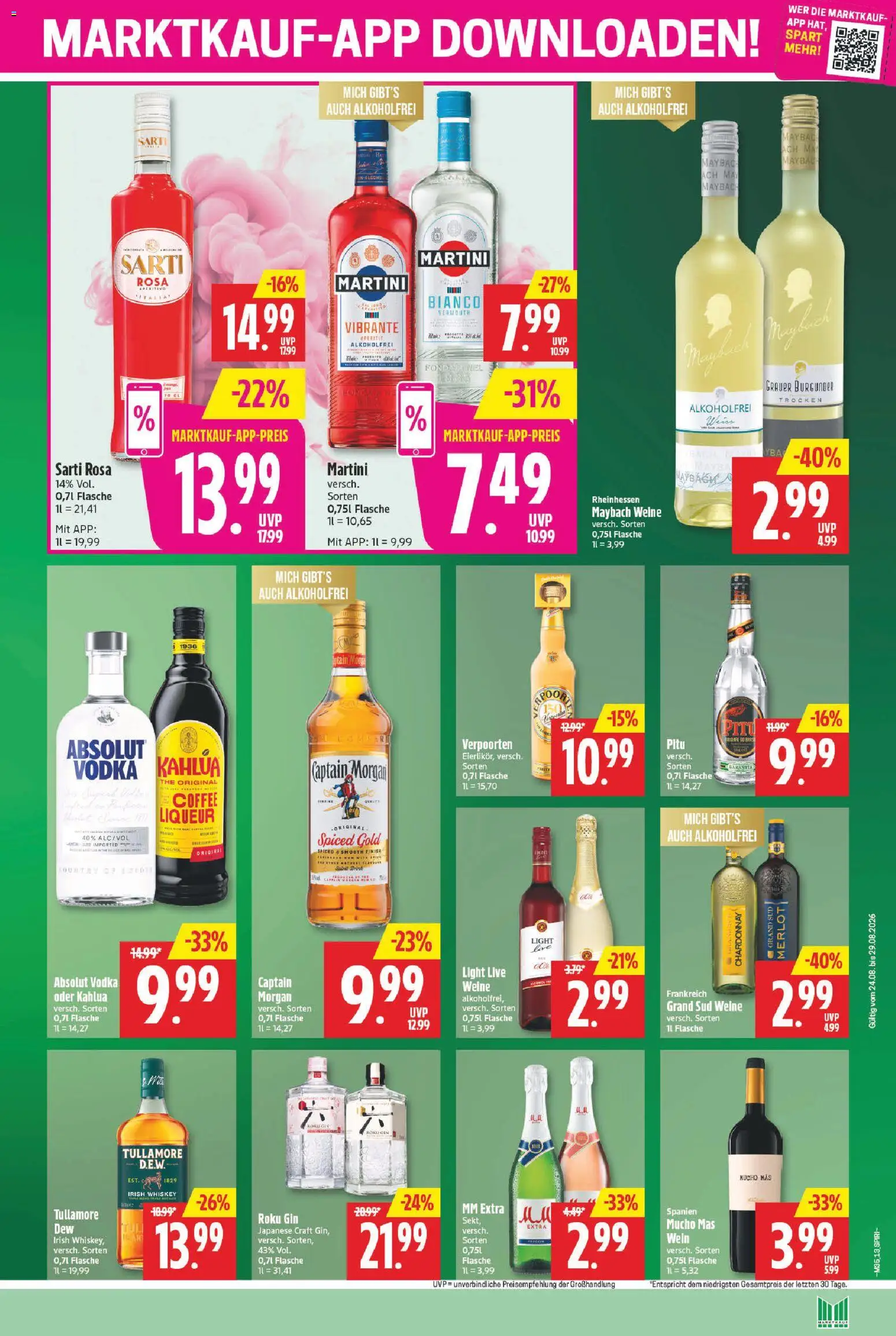 Marktkauf Prospekt – gültig ab 24.08.2026 | Seite: 15 | Produkte: Martini, Wein, Whiskey, Ente