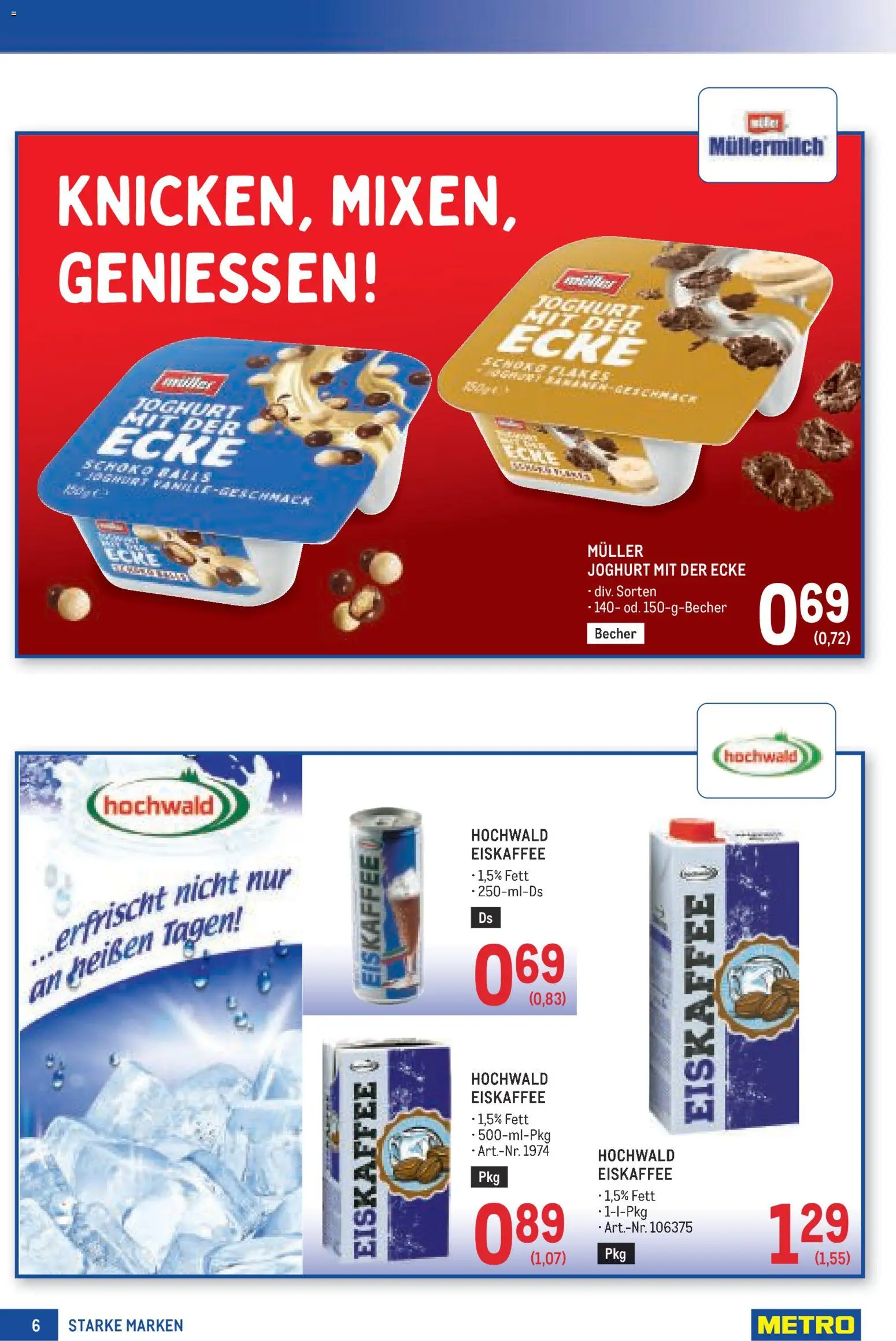 Metro angebote Starke Marken gültig ab 20.08.2026 | Seite: 6 | Produkte: Eiskaffee, Joghurt