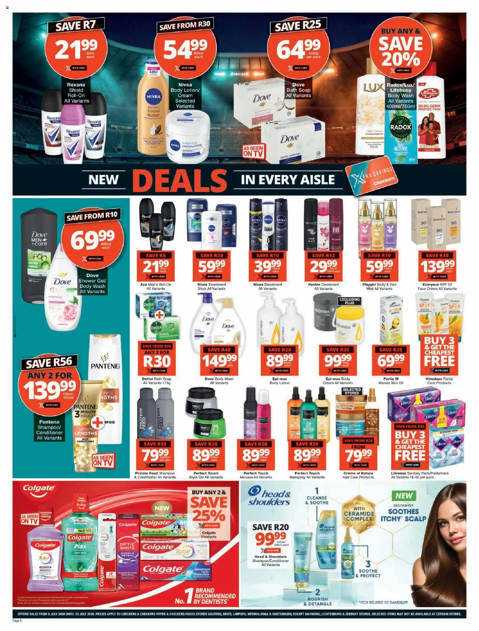 New Checkers catalogue – valid from 06/07/2026 | Page: 8 | Products: TV, Shower, Deodorant, Body wash