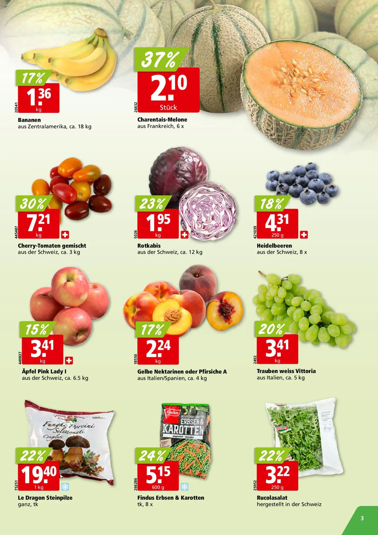Aligro aktionen Schlieren, Gossau SG, Frauenfeld, Rapperswil-Jona, Sargans, Bern – gültig ab 13.07.2026 | Seite: 3 | Produkte: Nektarinen, Äpfel, Bananen, Erbsen