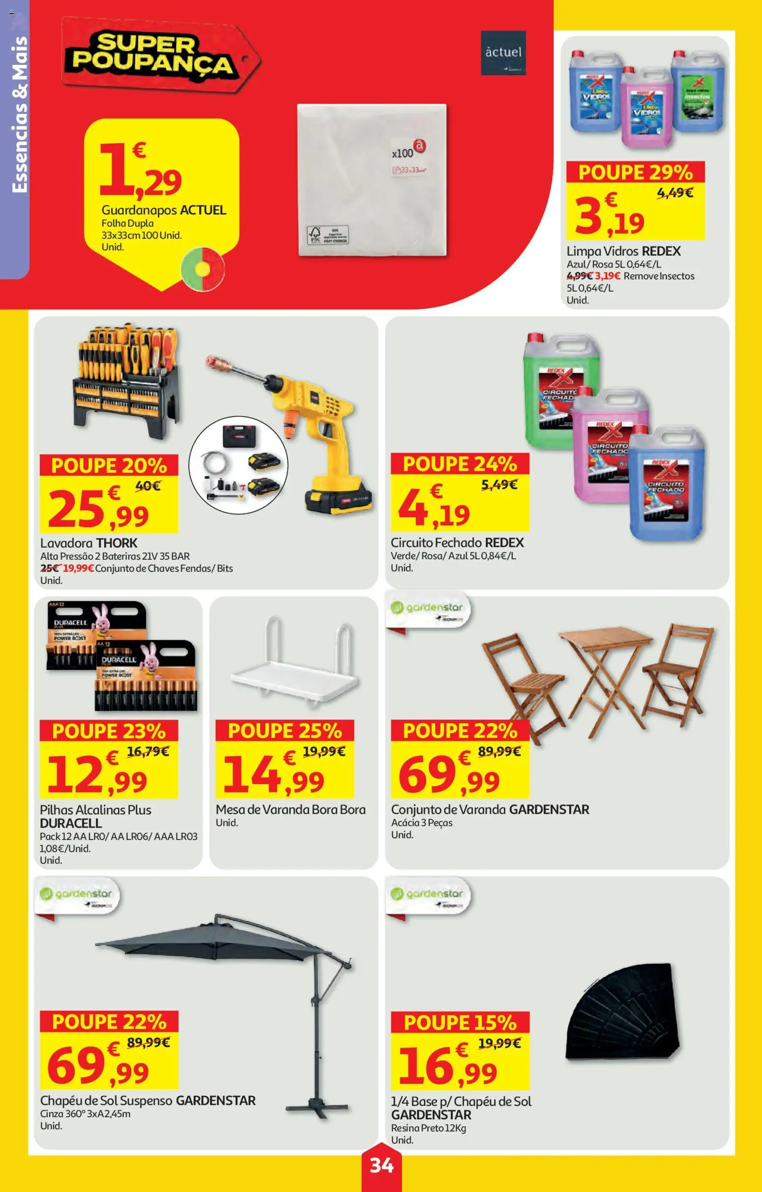 Auchan folheto │ válido de 09/07/2026 | Página: 34 | Produtos: Chapéu, Base, Pilhas, Limpa vidros