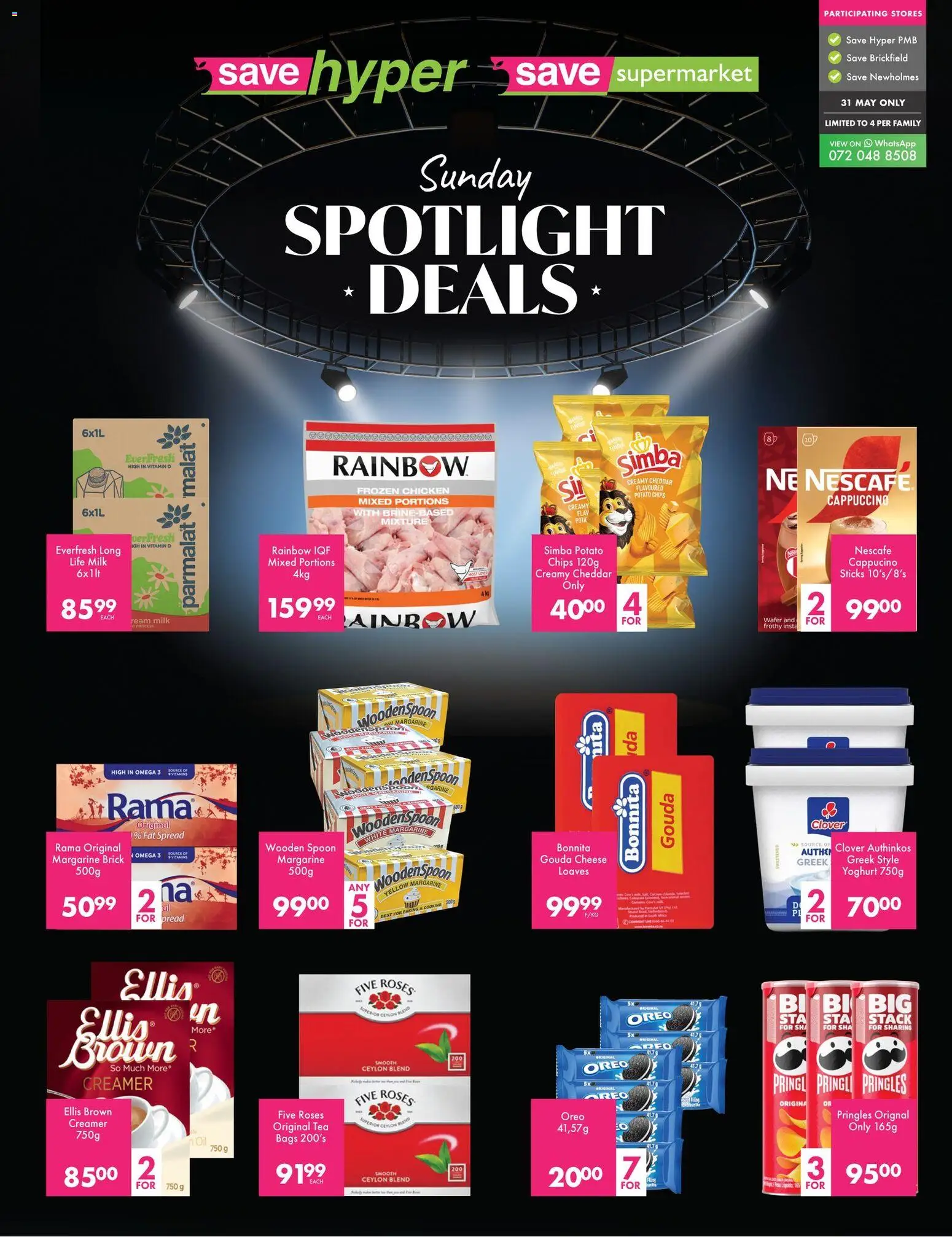 New Save catalogue – valid from 31.05.2026 | Page: 2 | Products: Milk, Chicken, Water, Fat spread