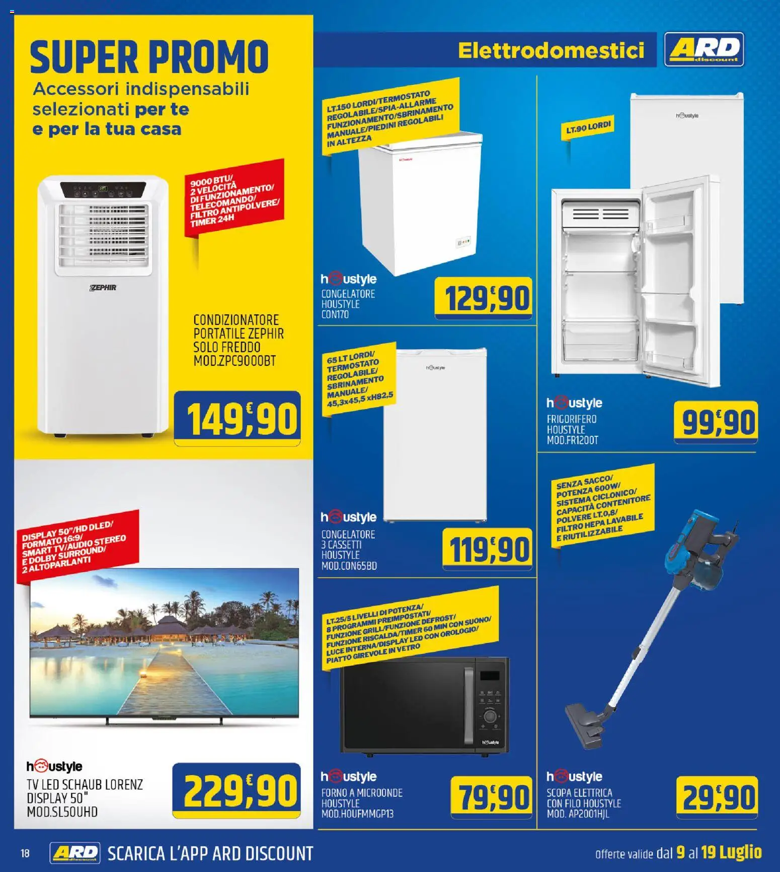 Volantino ARD Discount del 09/07/2026 | Pagina: 18 | Prodotti: Scopa elettrica, Tè, Scopa, TV