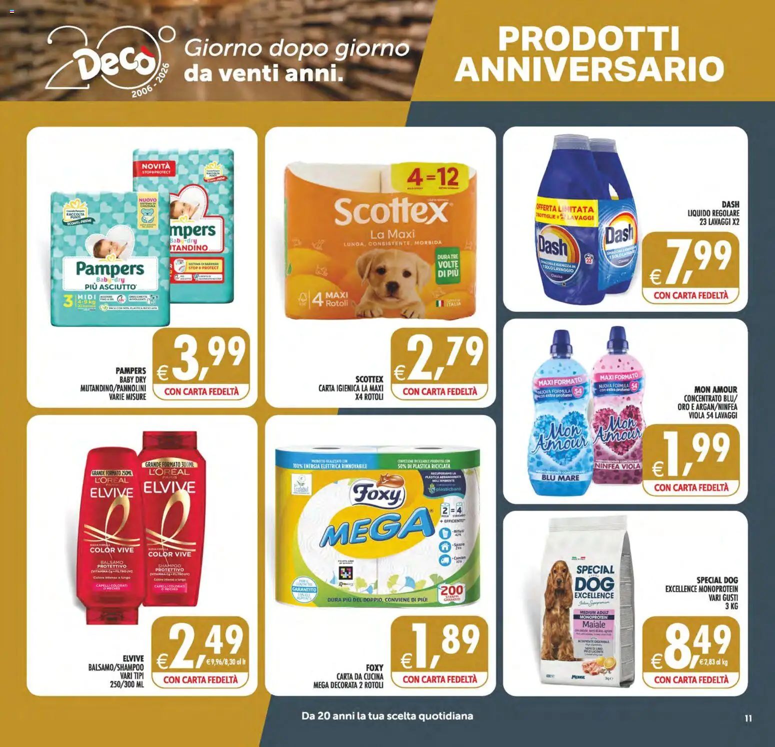 Volantino Decò del 02/10/2026 | Pagina: 11 | Prodotti: Shampoo, Polo, Pampers, Profumo
