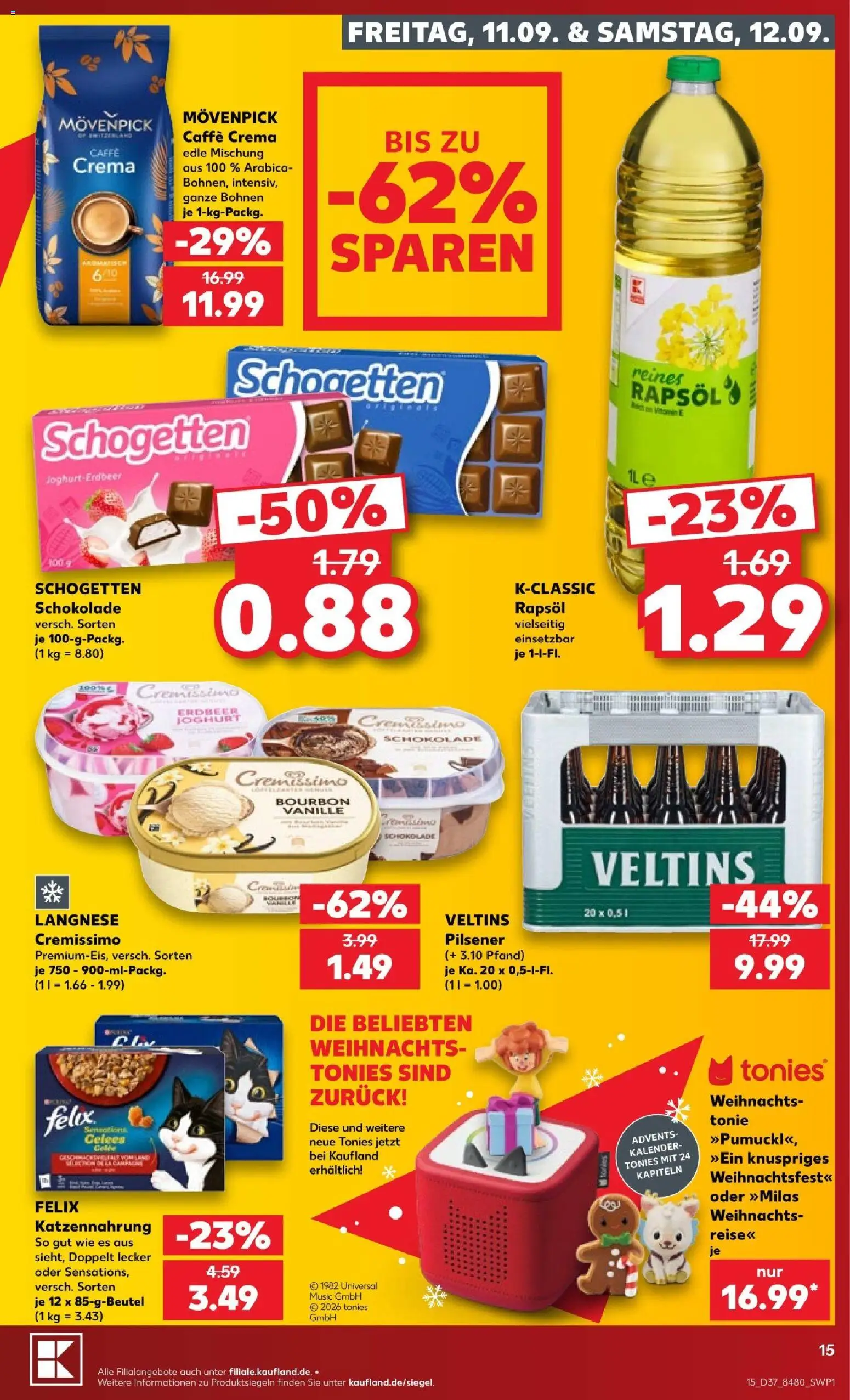Kaufland Prospekt Stuttgart – gültig ab 10.09.2026 | Seite: 15 | Produkte: Schokolade, Vanille, Schogetten, Veltins