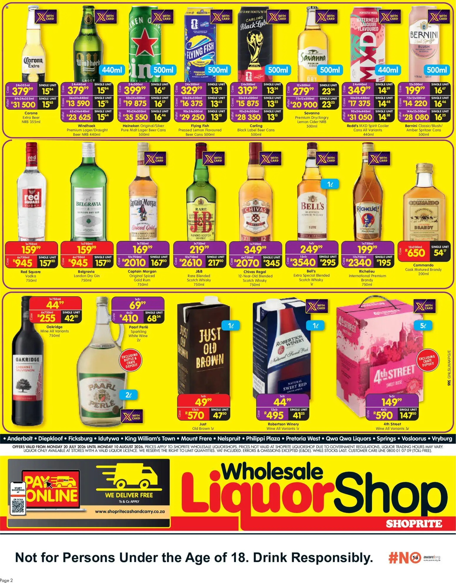 New Shoprite catalogue – valid from 20/07/2026 | Page: 2 | Products: Case, Cooler, Wine, Gin