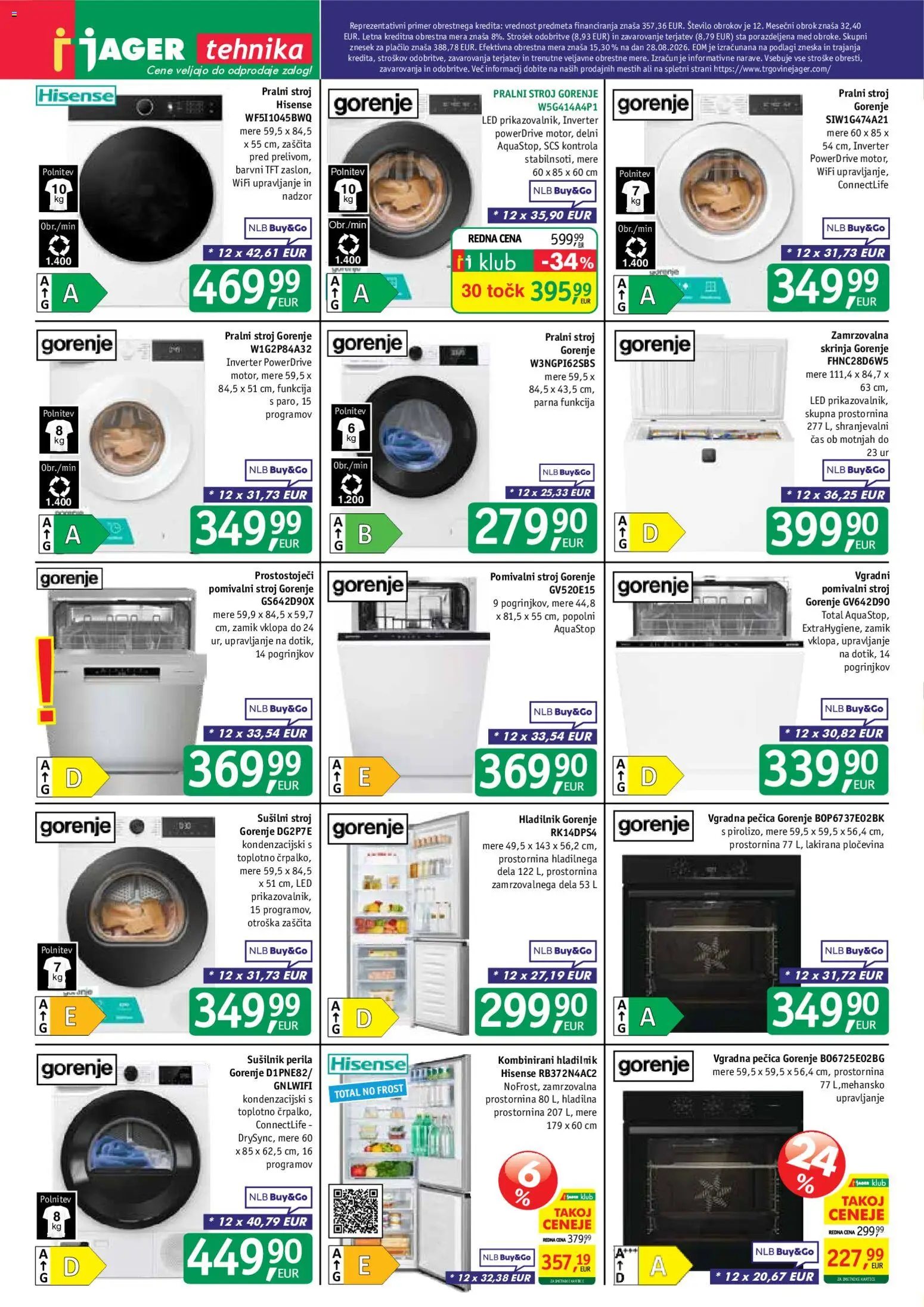 Novi Jager katalog ponudbe – veljaven od 09.09.2026 | Stran: 12 | Izdelki: Hladilnik, Pralni stroj, Pomivalni stroj, Vgradna pečica