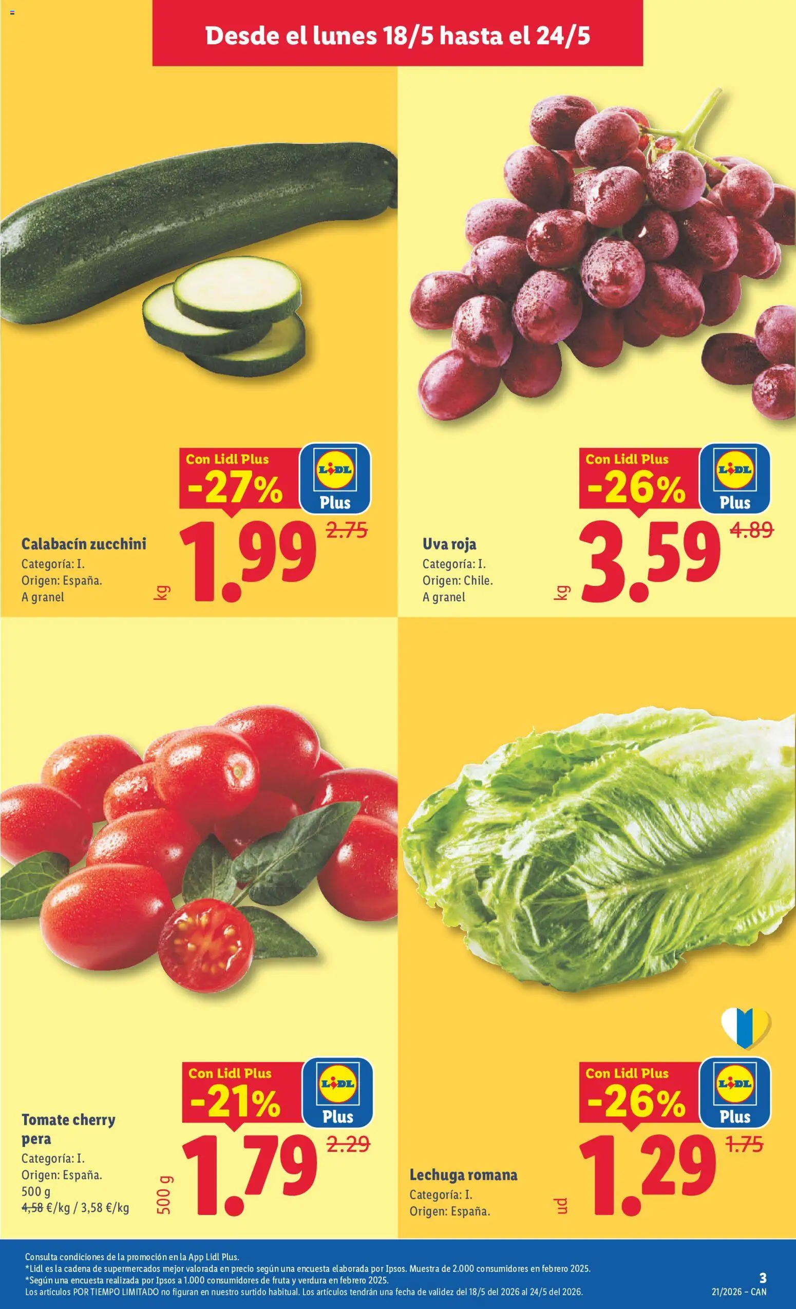 Lidl folleto │ válido desde el 18.05.2026 | Página: 3 | Productos: Calabacín, Μαξιλάρι λαιμού