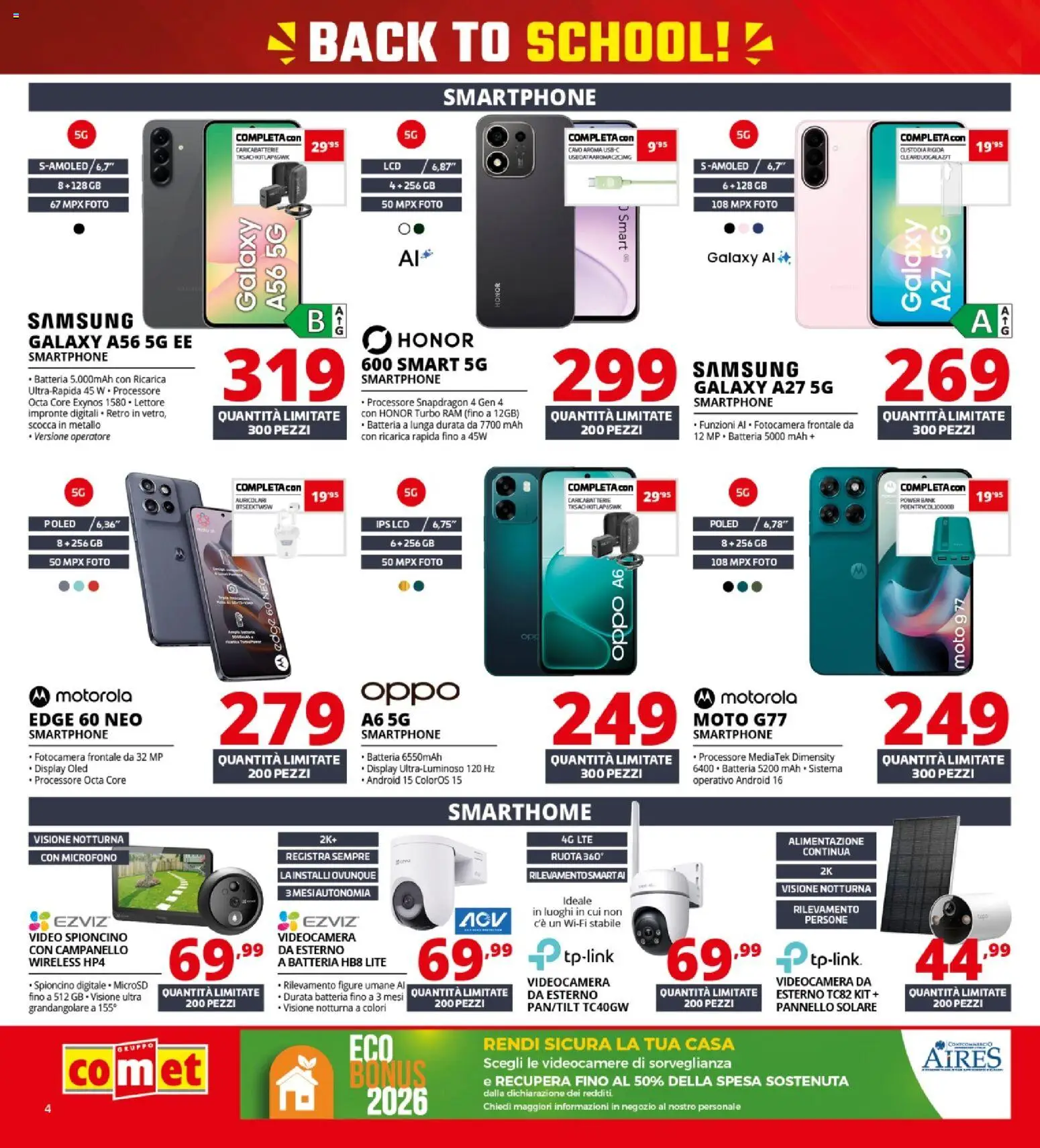 Volantino Comet del 10/09/2026 | Pagina: 4 | Prodotti: Smartphone, Cavo, Caricabatterie, Samsung