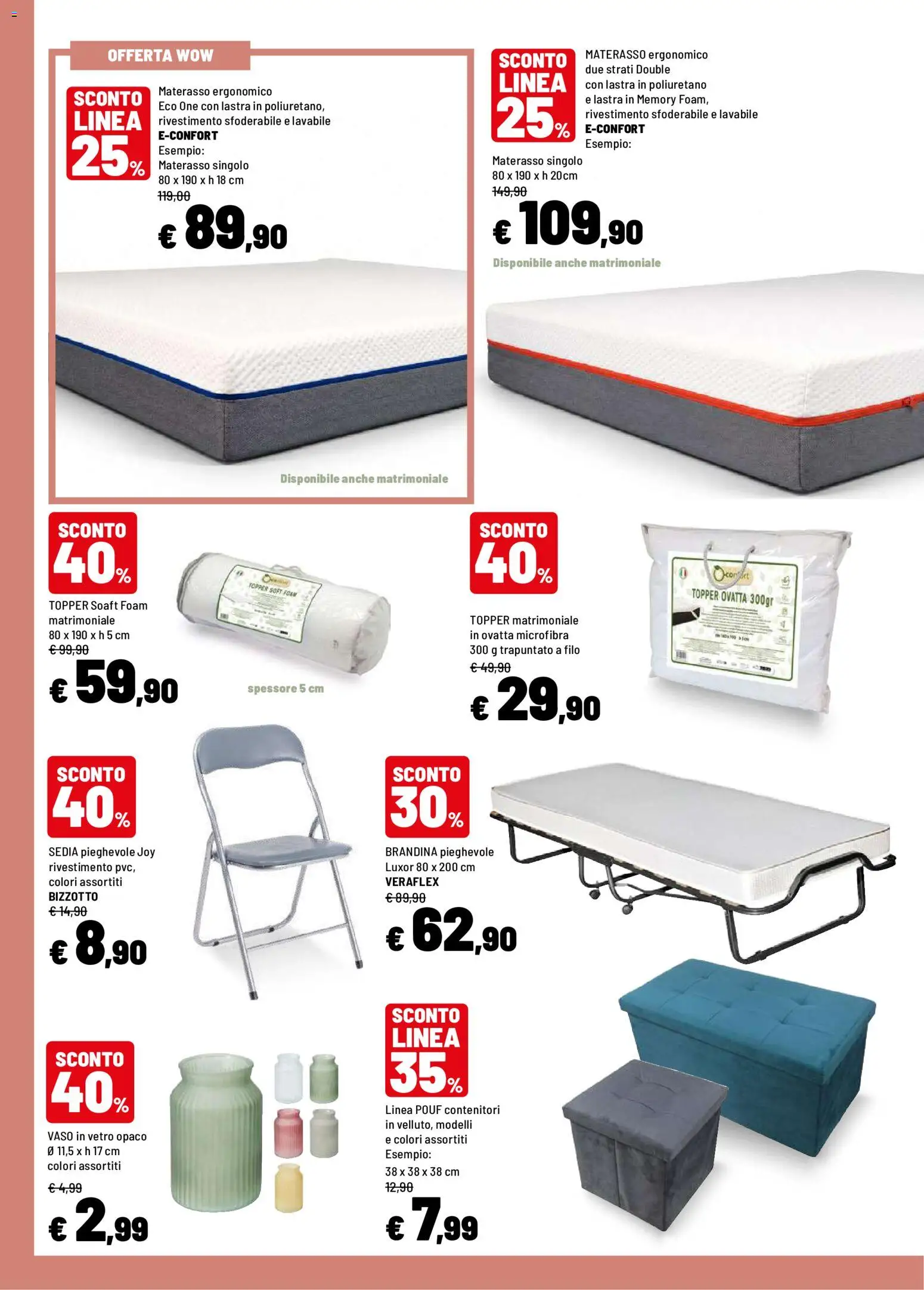 Volantino Iper del 12/10/2026 | Pagina: 15 | Prodotti: Sedia pieghevole, Materasso, Sedia, Vaso