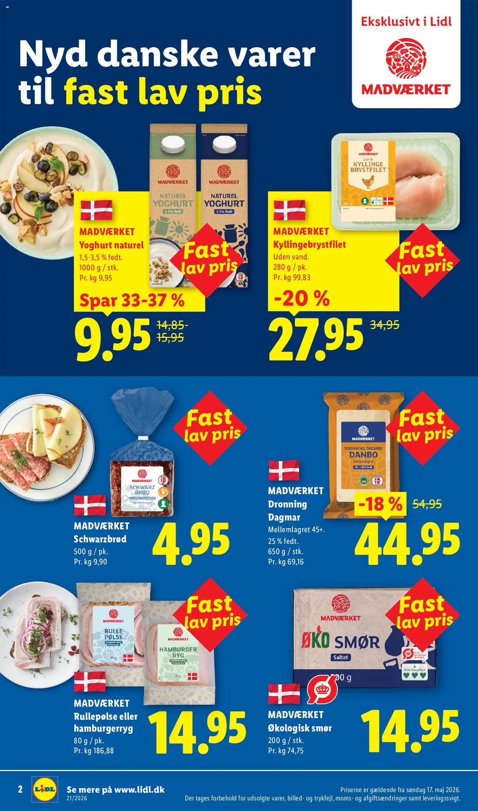 Lidl tilbudsavis – gyldig fra 21.05.2026 | Side: 16 | Produkter: Smør, Yoghurt, Brød, Hamburgerryg
