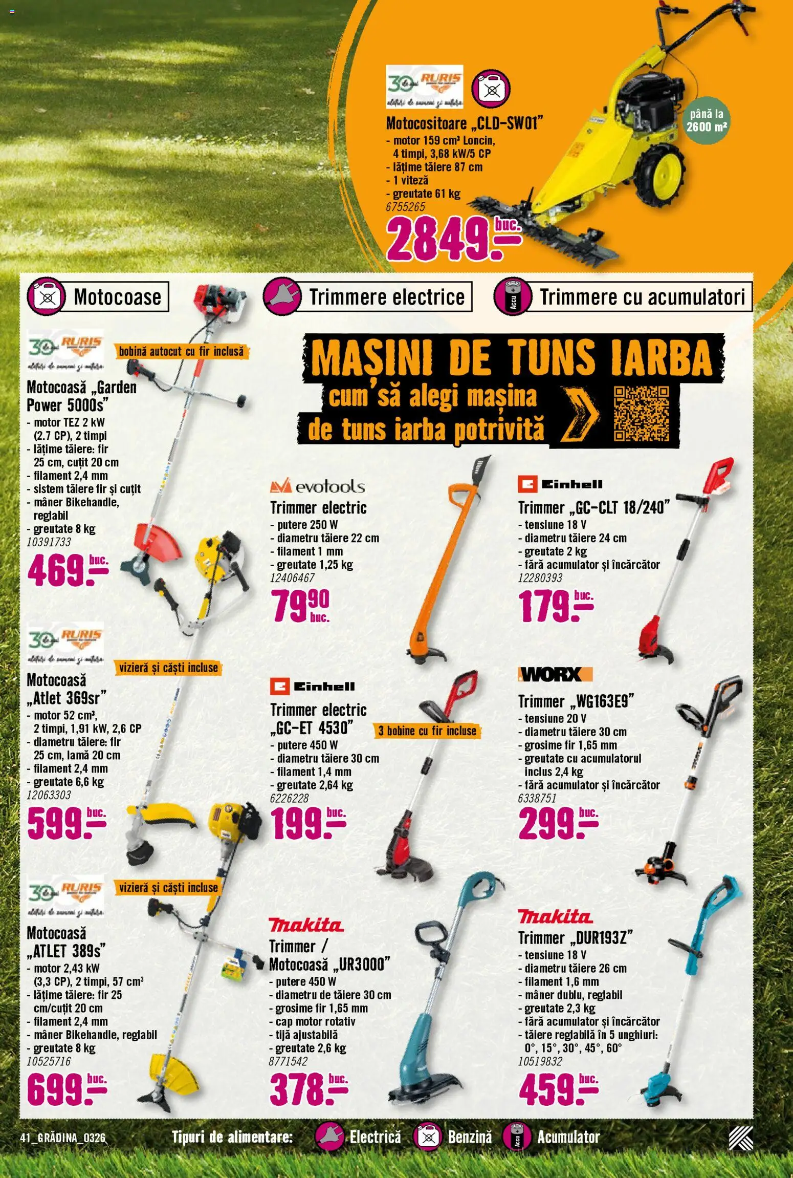 Noul catalog Hornbach – valabil de la 23.03.2026 | Pagină: 41 | Produse: Trimmer, Încărcător, Căști, Cuțit