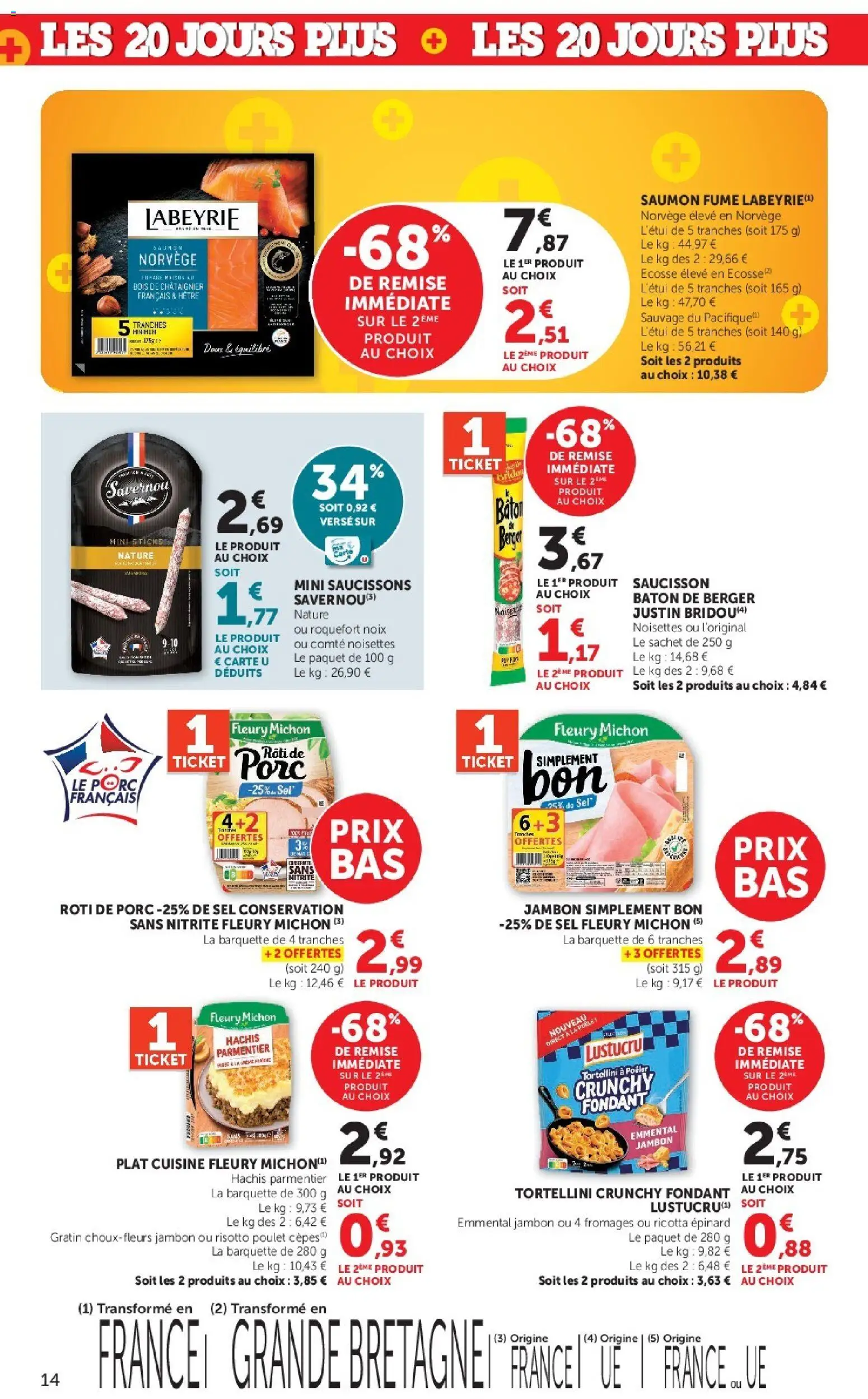 {H1} | Page: 14 | Produits: Saumon fumé, Emmental, Sel, Porc