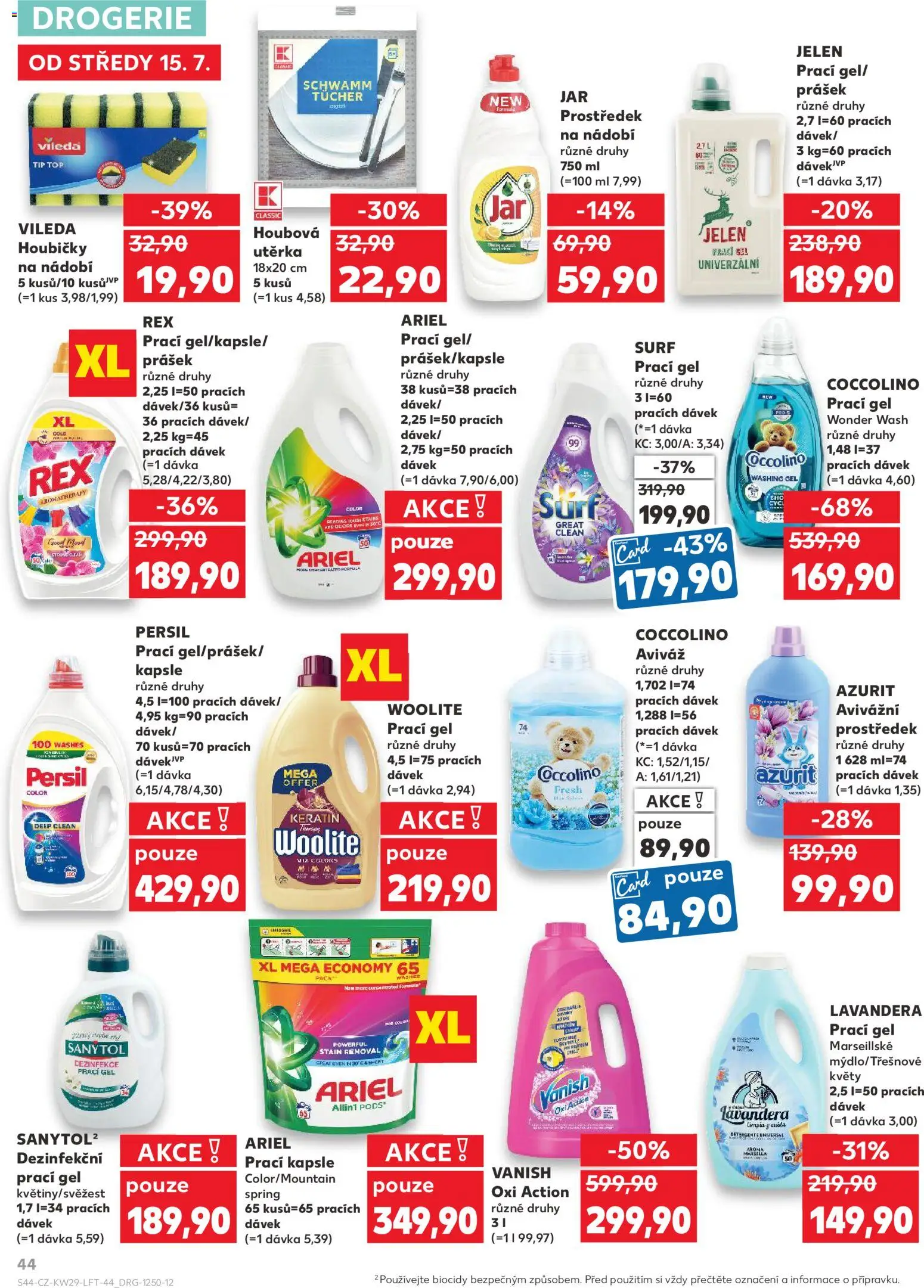 Kaufland leták - Plzeň od 15.07.2026 | Strana: 44 | Produkty: Aviváž, Drogerie, Vanish, Jar