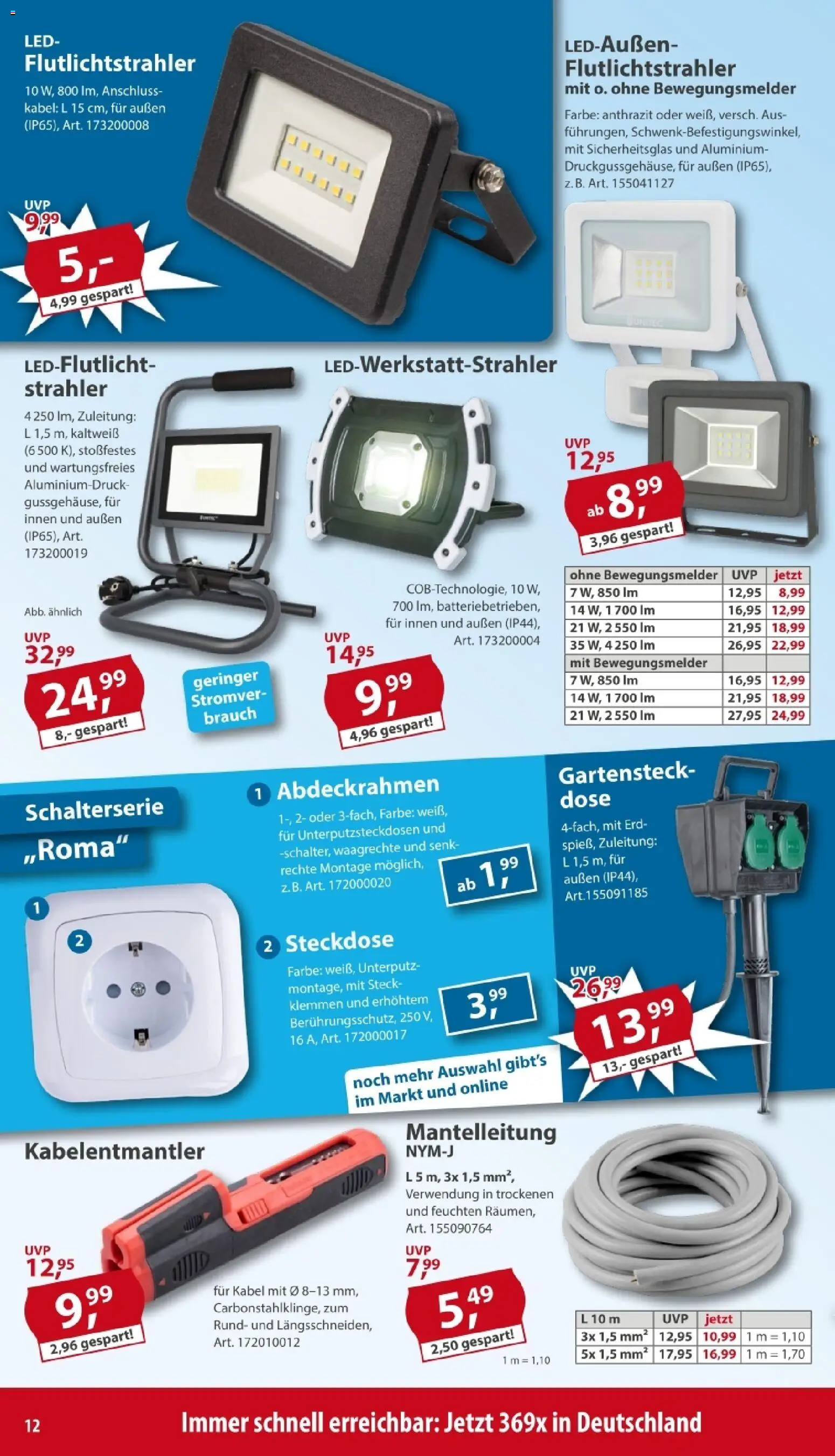 Sonderpreis Baumarkt Prospekt – gültig ab 01.08.2026 | Seite: 12 | Produkte: Kabel, Steckdose