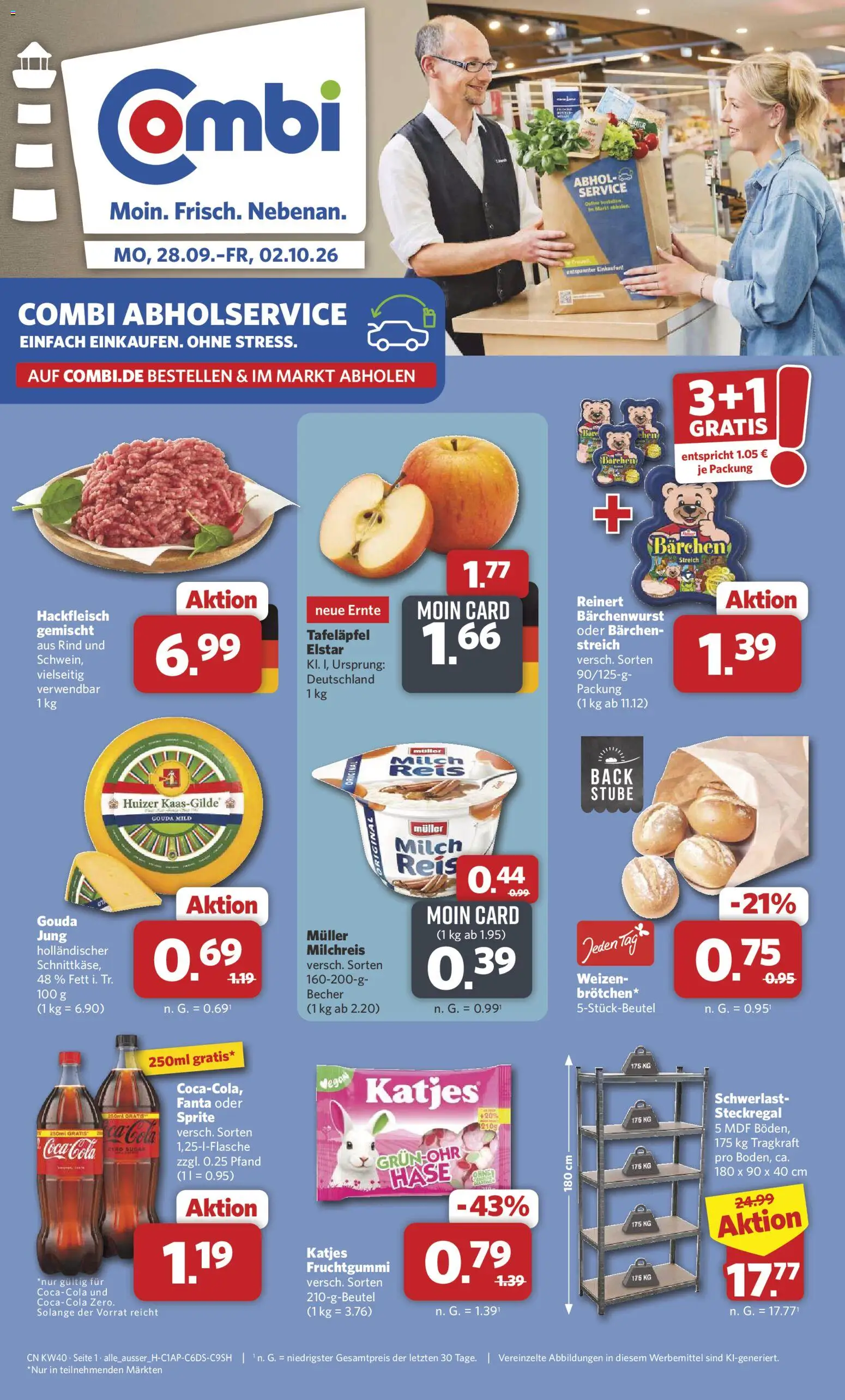Combi Prospekt – gültig ab 28.09.2026 | Seite: 1 | Produkte: Sprite, Katjes, Reis, Hackfleisch