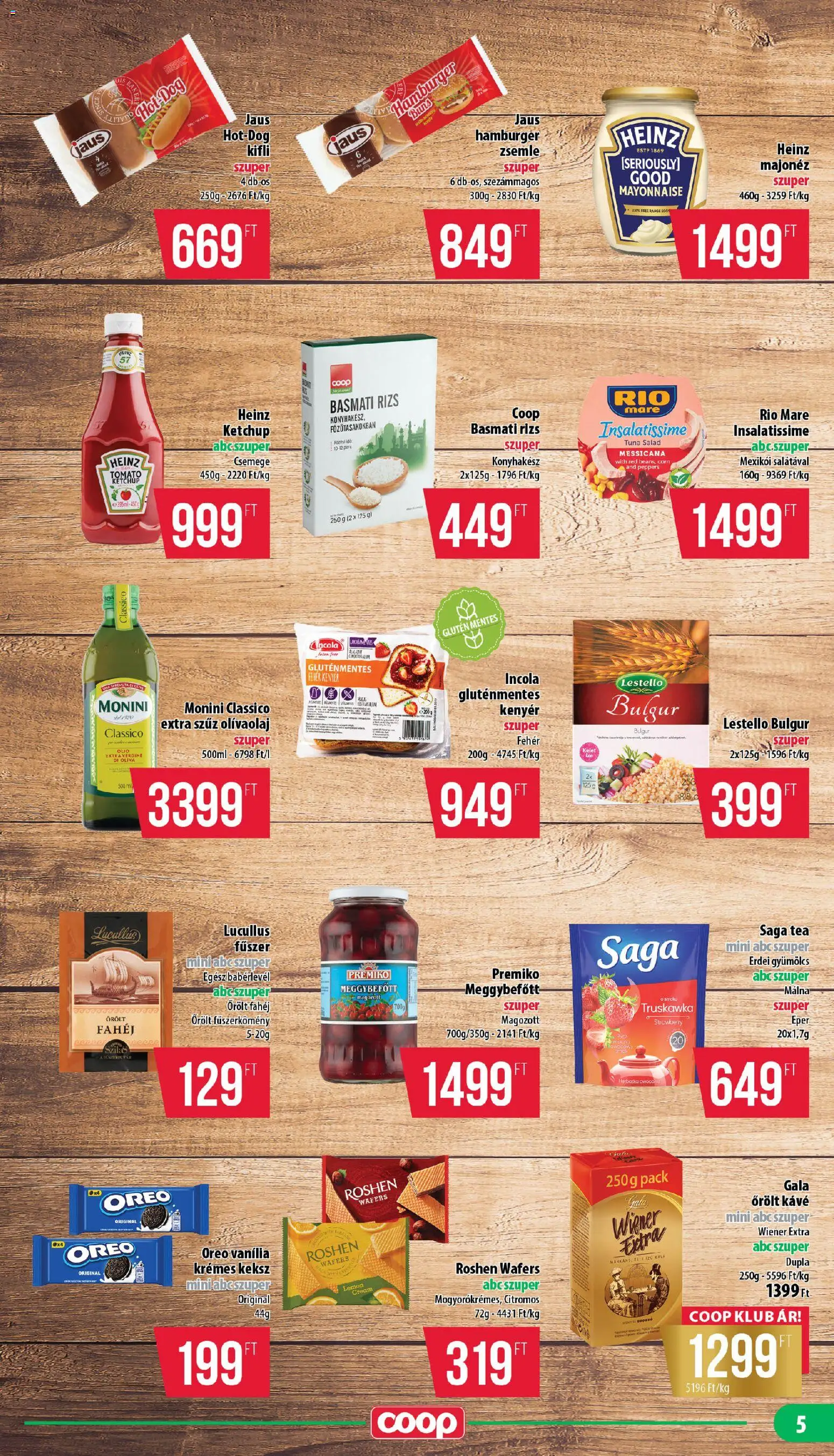 COOP akciós ujság - amely érvényes a következő dátumtól: 2026.08.13. | Oldal: 5 | Termékek: Málna, Meggybefőtt, Bulgur, Tea