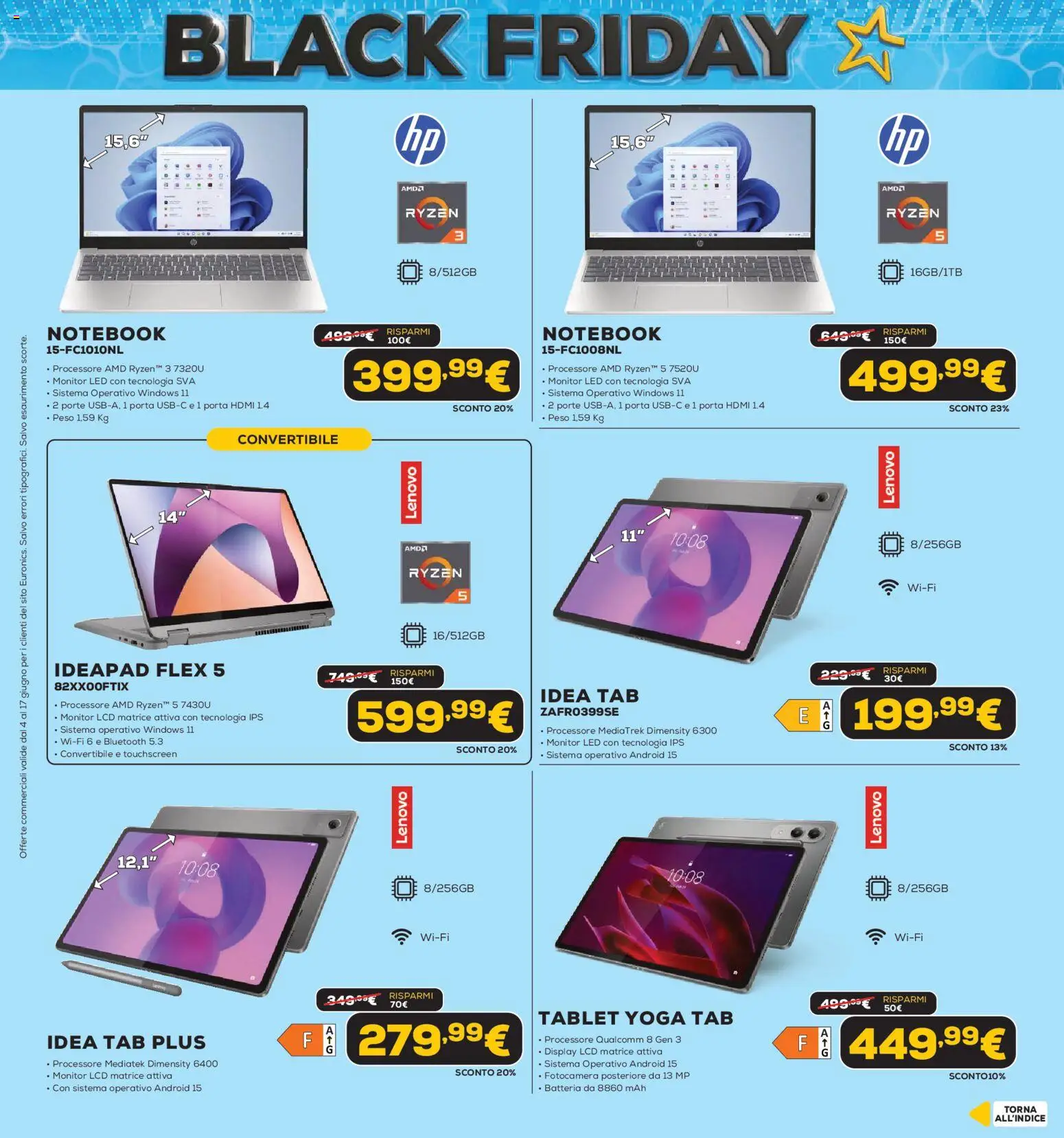 Volantino Euronics del 04.06.2026 | Pagina: 13 | Prodotti: Monitor, Tablet, Fotocamera, Batteria