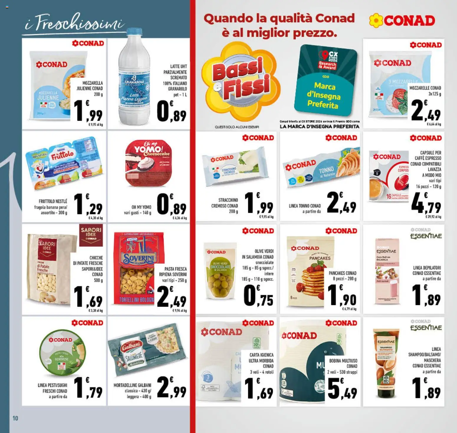 Volantino Conad del 17.06.2026 | Pagina: 10 | Prodotti: Shampoo, Carta igienica, Pasta, Stracchino