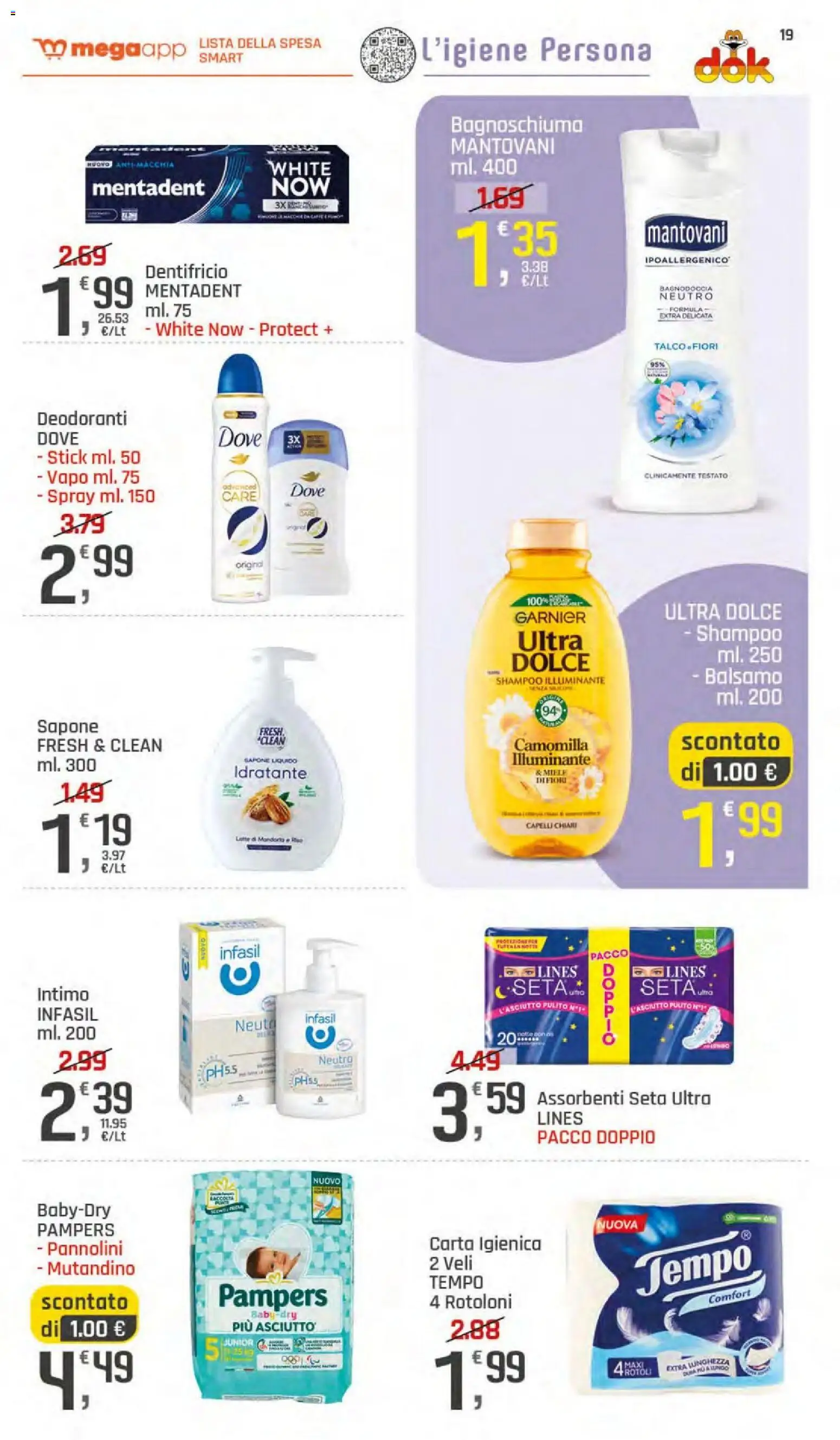 Volantino DOK del 06/08/2026 | Pagina: 19 | Prodotti: Shampoo, Balsamo, Bagnoschiuma, Miele