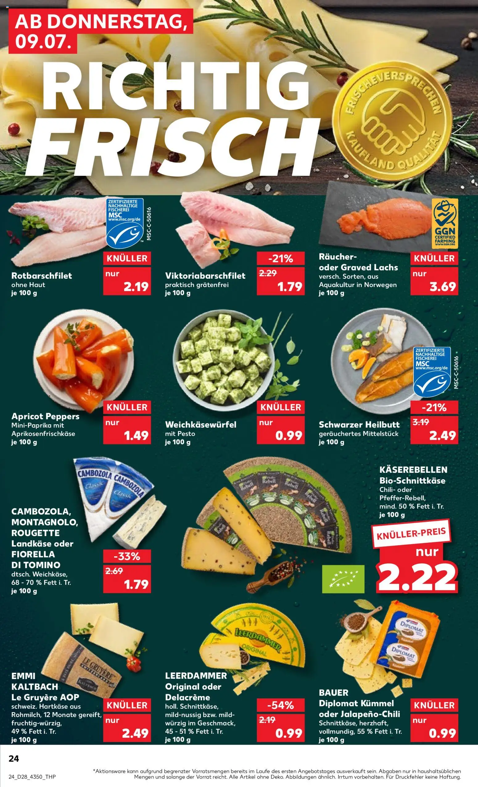 Kaufland Prospekt Potsdam – gültig ab 09.07.2026 | Seite: 24 | Produkte: Leerdammer, Lachs, Chili