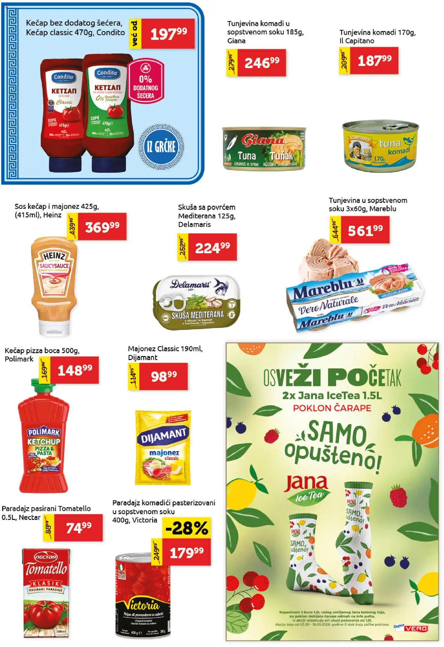 SuperVERO katalog - važi od 03.09.2026 | Strana: 8 | Proizvode: Pasta, Ice Tea, Čarape, Heinz