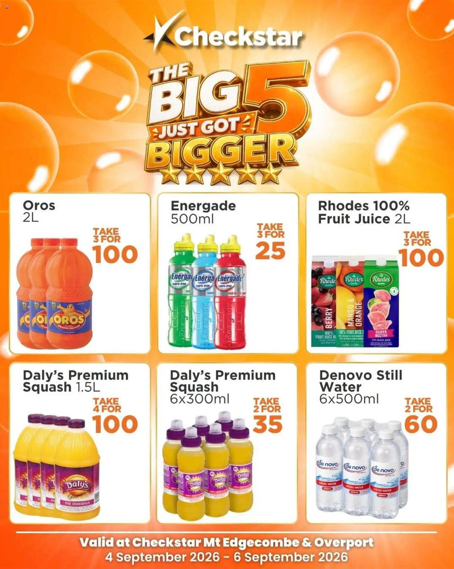 New Check Star catalogue – valid from 04/09/2026 | Page: 1 | Products: Squash, Juice, Water, Fruit