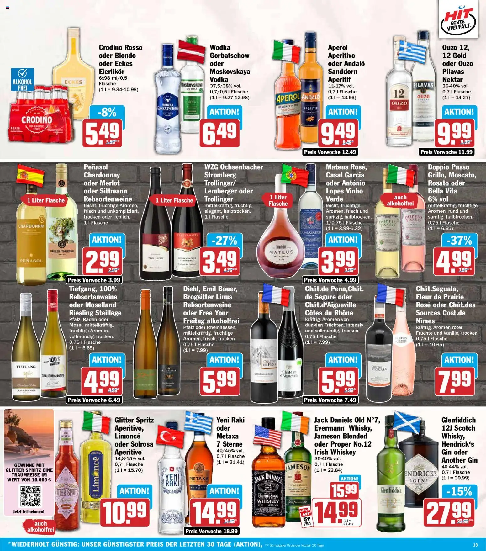 HIT Prospekt – gültig ab 27.07.2026 | Seite: 13 | Produkte: Merlot, Jameson, Aperol, Vodka