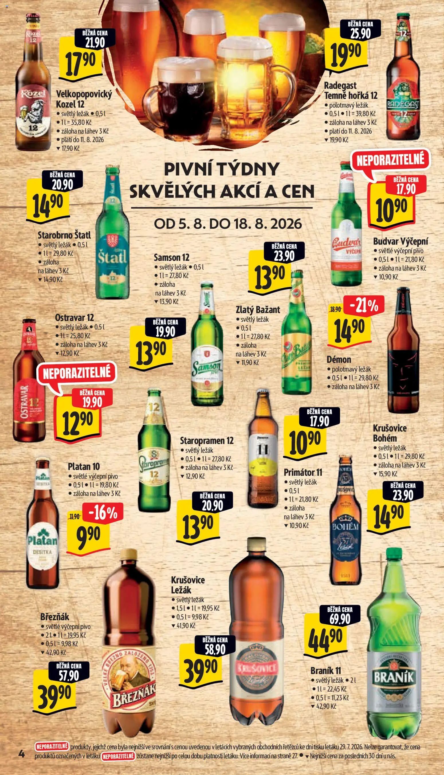 Albert leták - Hypermarket od 05.08.2026 | Strana: 10 | Produkty: Starobrno, Budvar, Krušovice Bohém, Kozel