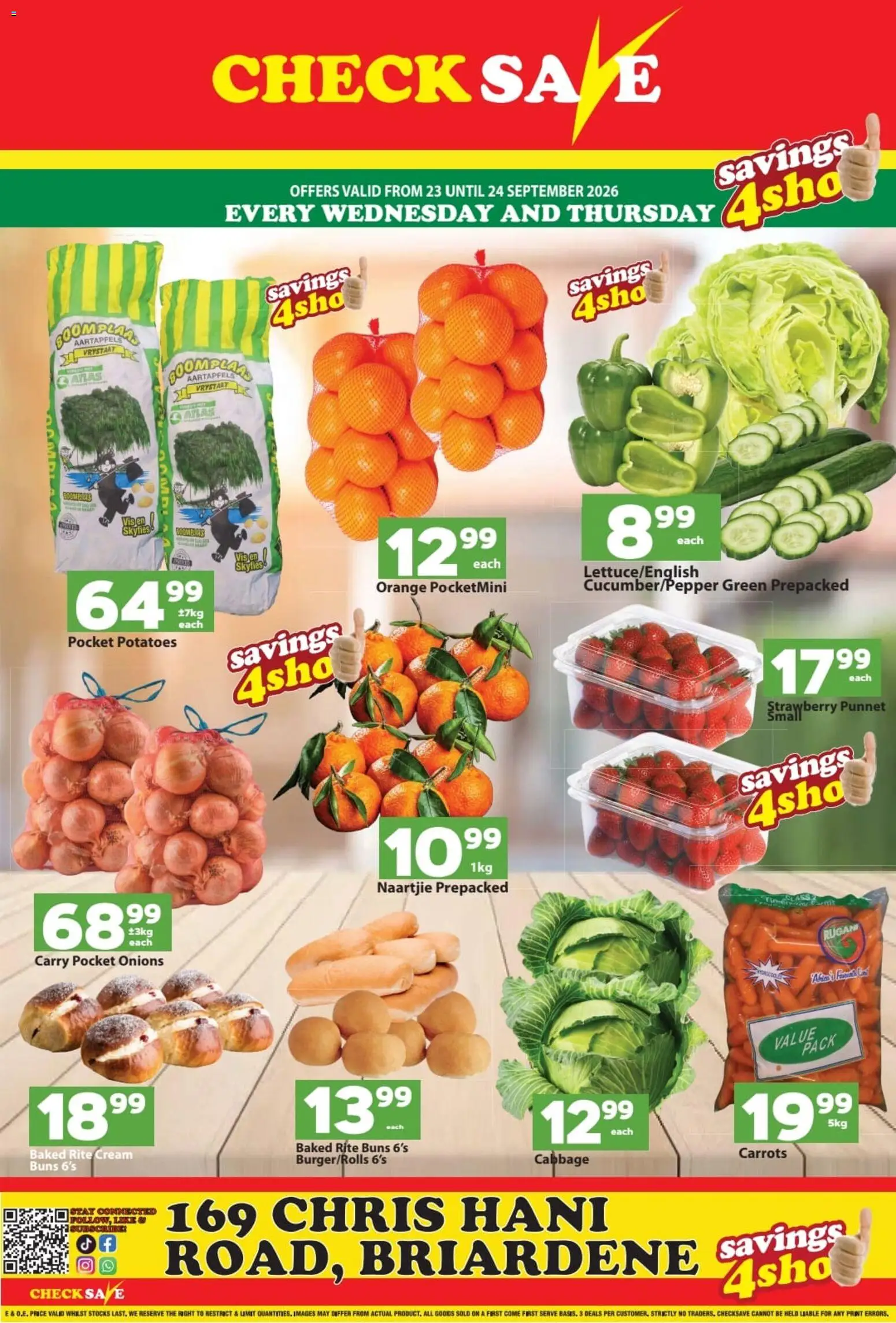 New Check Save catalogue – valid from 23/09/2026 | Page: 2 | Products: Buns, Cream, Potatoes, Onions