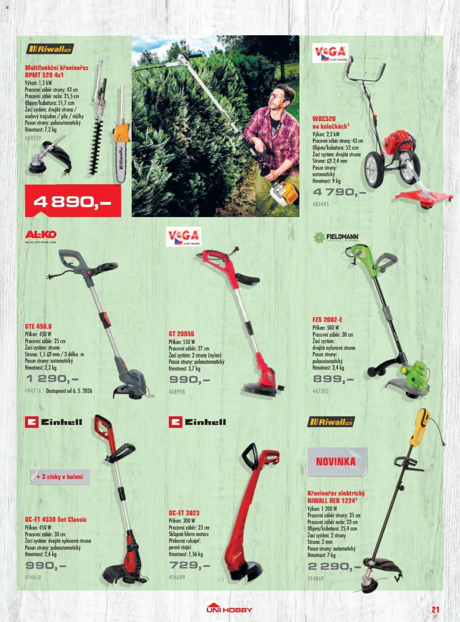 Uni Hobby katalog - Zahradní technika 2026 od 13.03.2026 | Strana: 21 | Produkty: Nůžky, Nože, Křovinořez, Pila