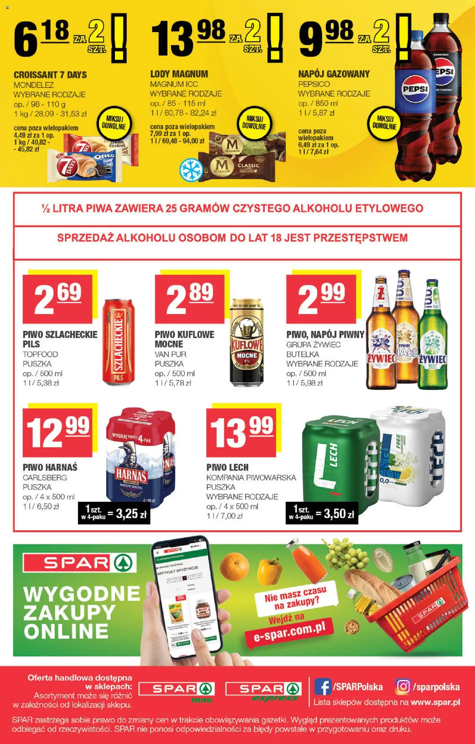Spar gazetka - Mini od 17.06.2026 | Strona: 4 | Produkty: Pepsi, Harnaś, Piwo, Lody