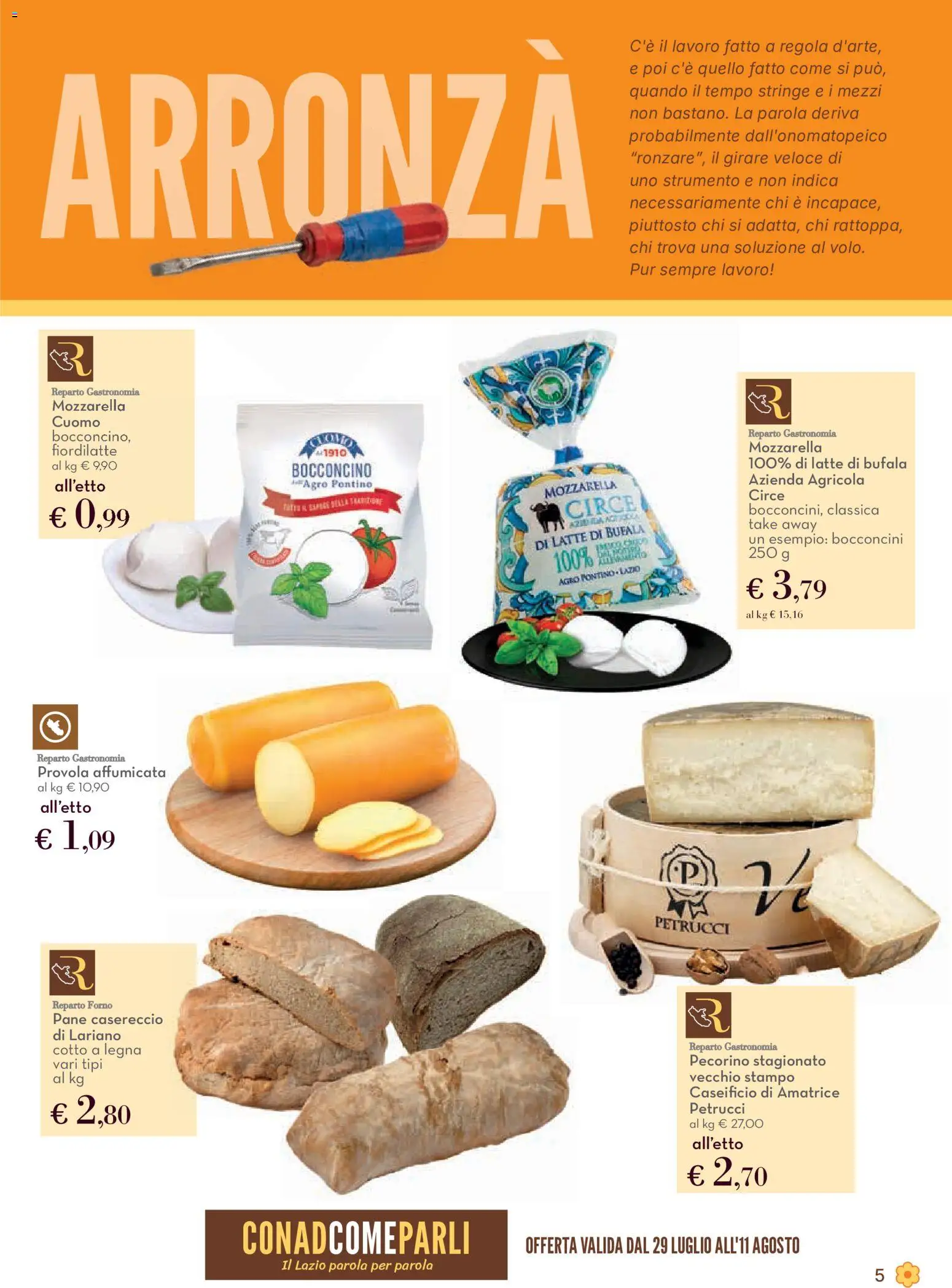 Volantino Conad del 29/07/2026 | Pagina: 5 | Prodotti: Mozzarella, Provola, Forno, Pecorino