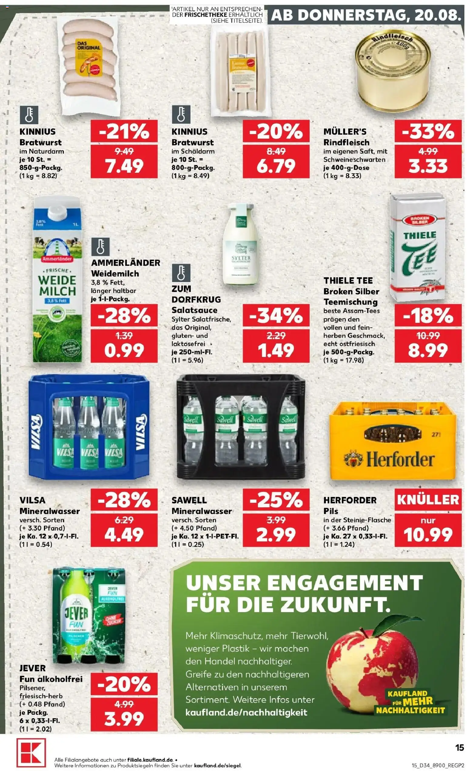 Prospekt Kaufland ab 17.08.2026 » Angebote Online zum Blättern | Seite: 26 | Produkte: Bratwurst, Mineralwasser, Jever, Tee