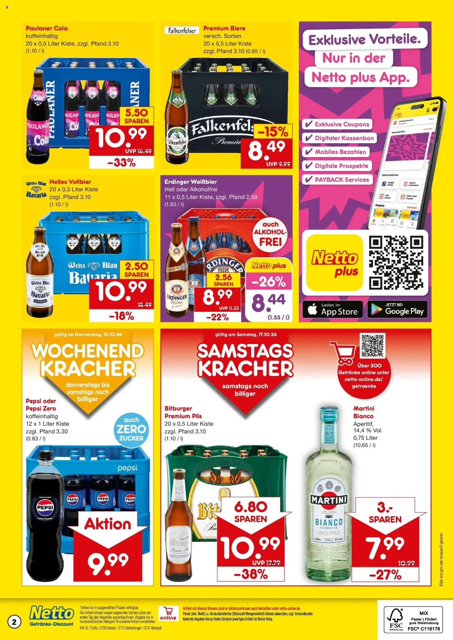 Netto Marken-Discount Prospekt Herbertingen – gültig ab 12.10.2026 | Seite: 2 | Produkte: Erdinger, Weißbier, Alkohol, Paulaner