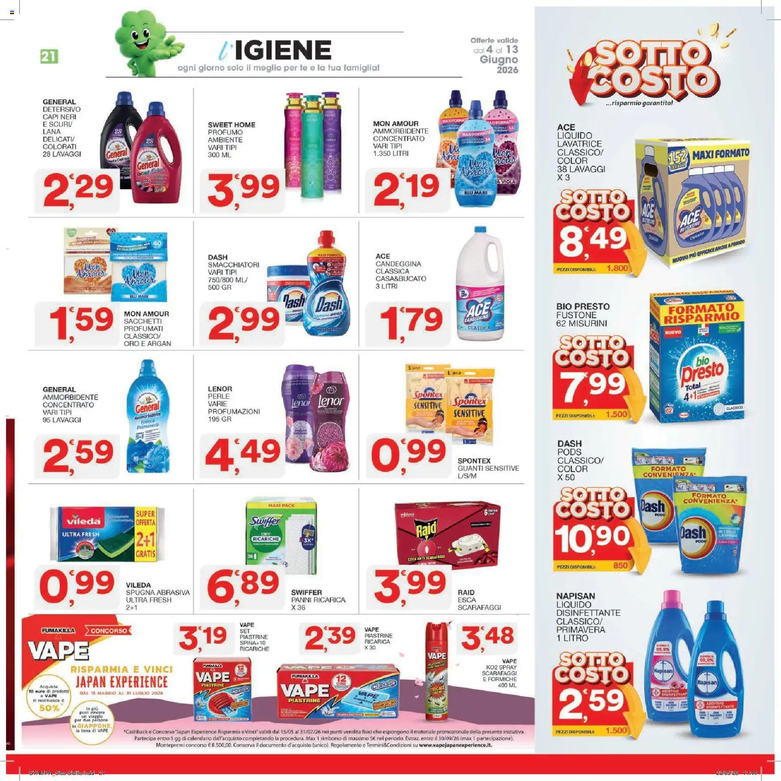 Volantino SISA del 04.06.2026 | Pagina: 21 | Prodotti: Spugna, Ammorbidente, Guanti, Terra