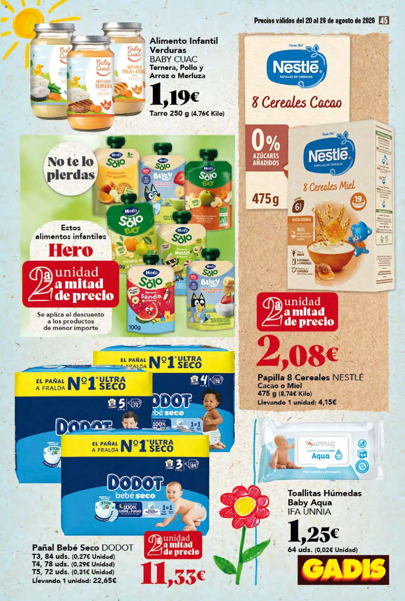 Gadis folleto │ válido desde el 20/08/2026 | Página: 45 | Productos: Melón, Miel, Cereales, Sandía