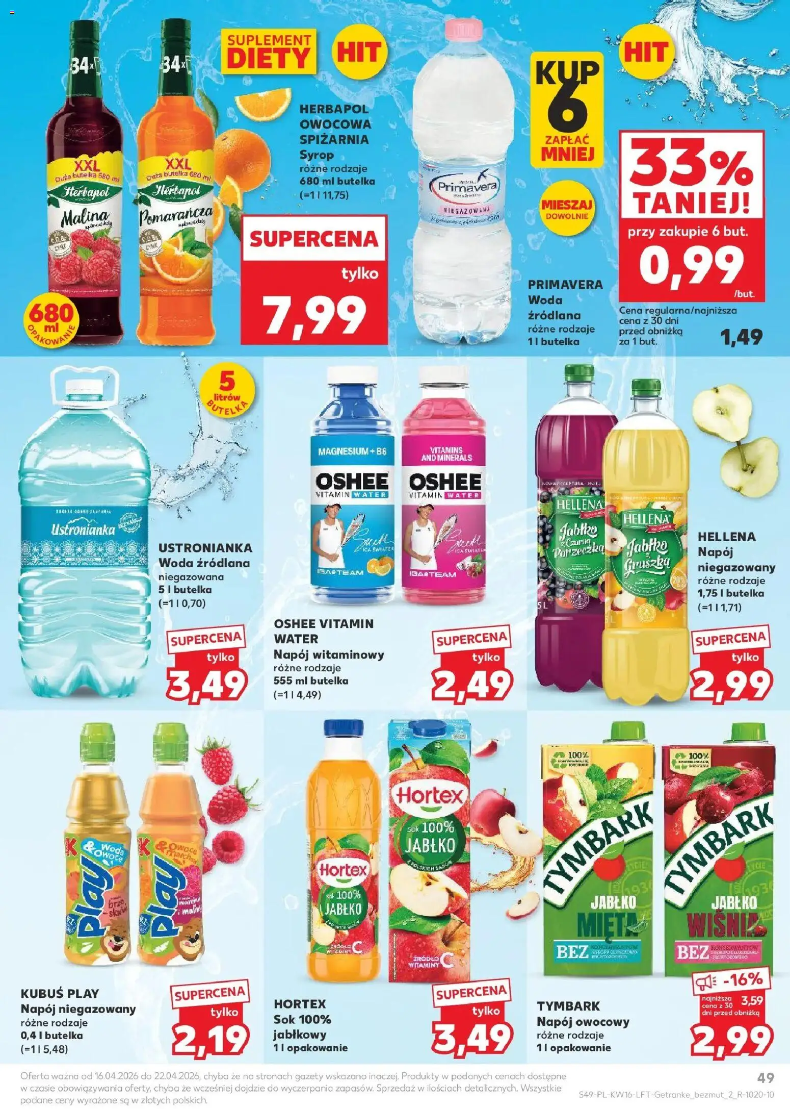Kaufland gazetka od 16.04.2026 | Strona: 49 | Produkty: Syrop, Malina, Porzeczka, Sól
