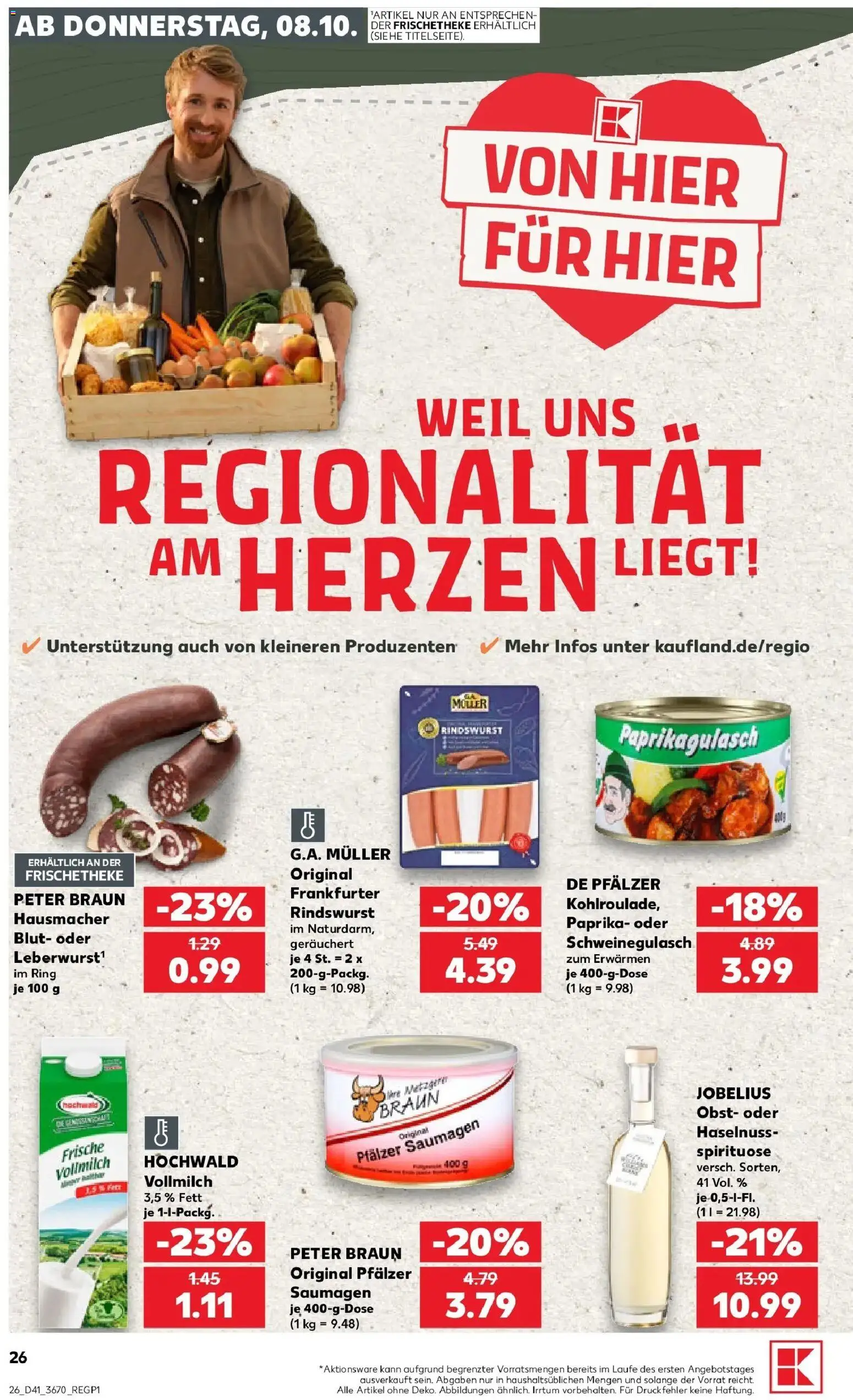 Prospekt Kaufland ab 08.10.2026 » Angebote Online zum Blättern | Seite: 26 | Produkte: Schweinegulasch, Paprika, Obst