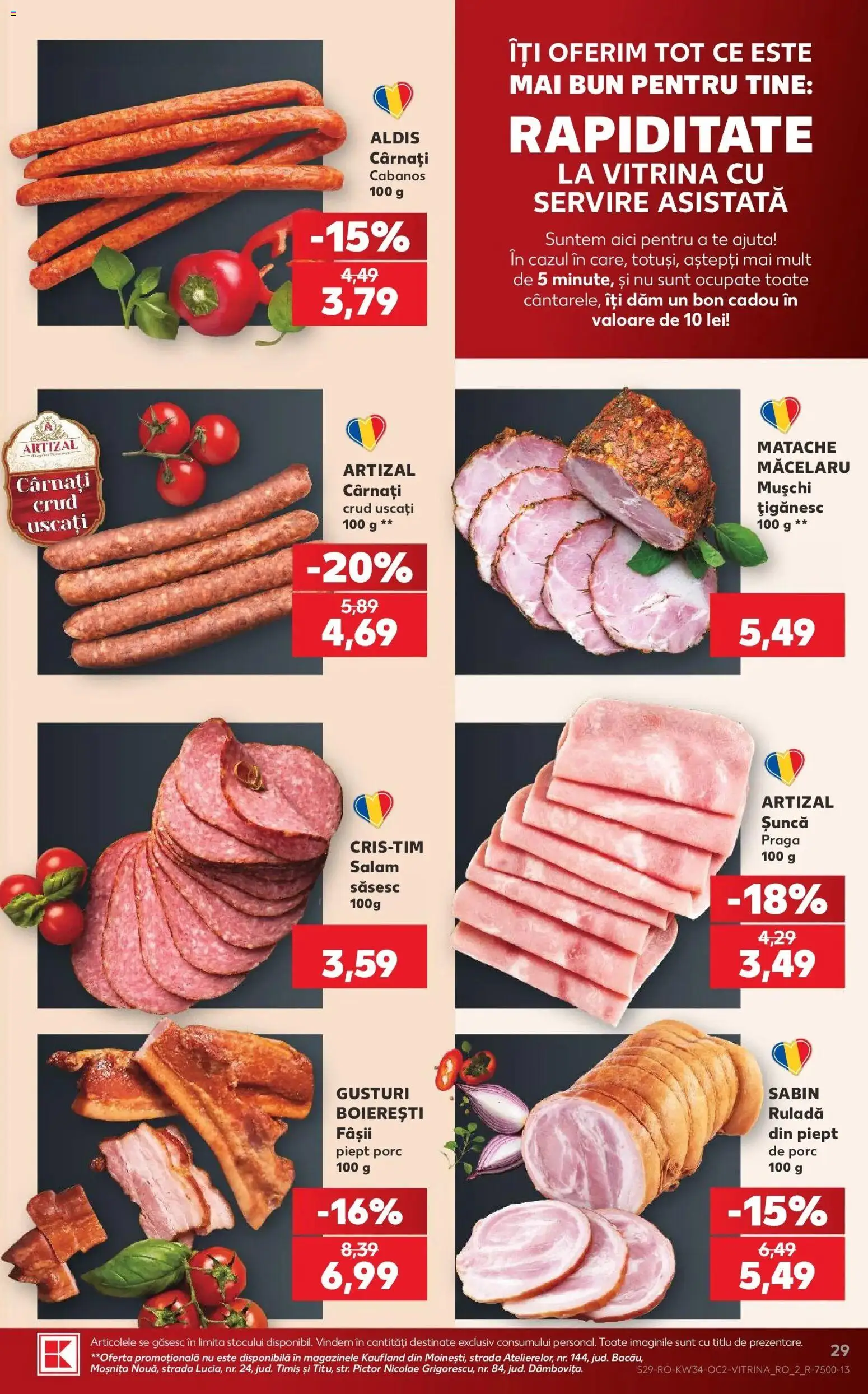 Kaufland Viseu de Sus 19.08.2026 - Revista si Oferta | Pagină: 29 | Produse: Vitrină, Cabanos, Mușchi, Cârnați