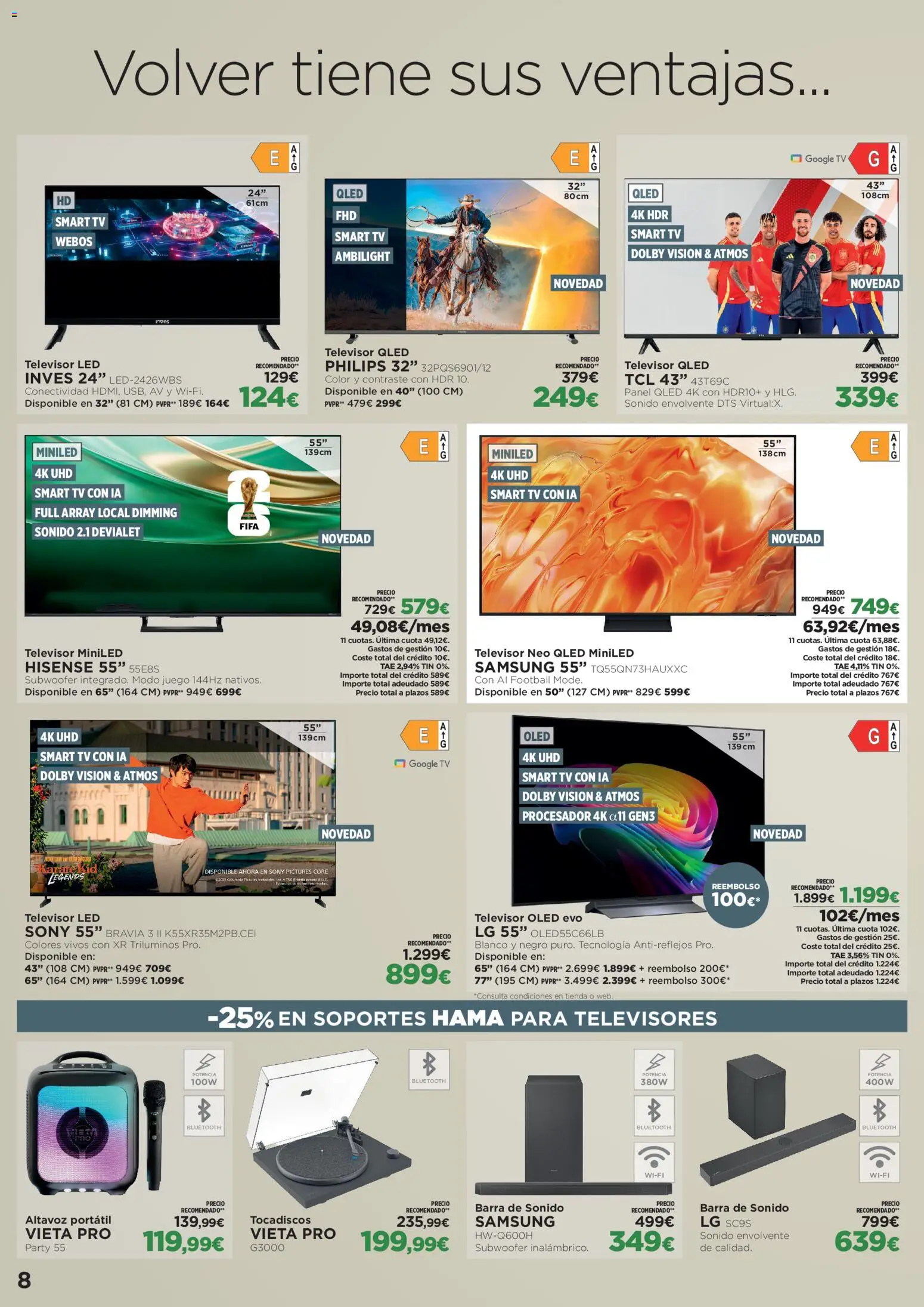 El Corte Inglés Volver tiene sus ventajas │ válido desde el 20/08/2026 | Página: 8 | Productos: Portátil, Barra de sonido, Televisor, Altavoz