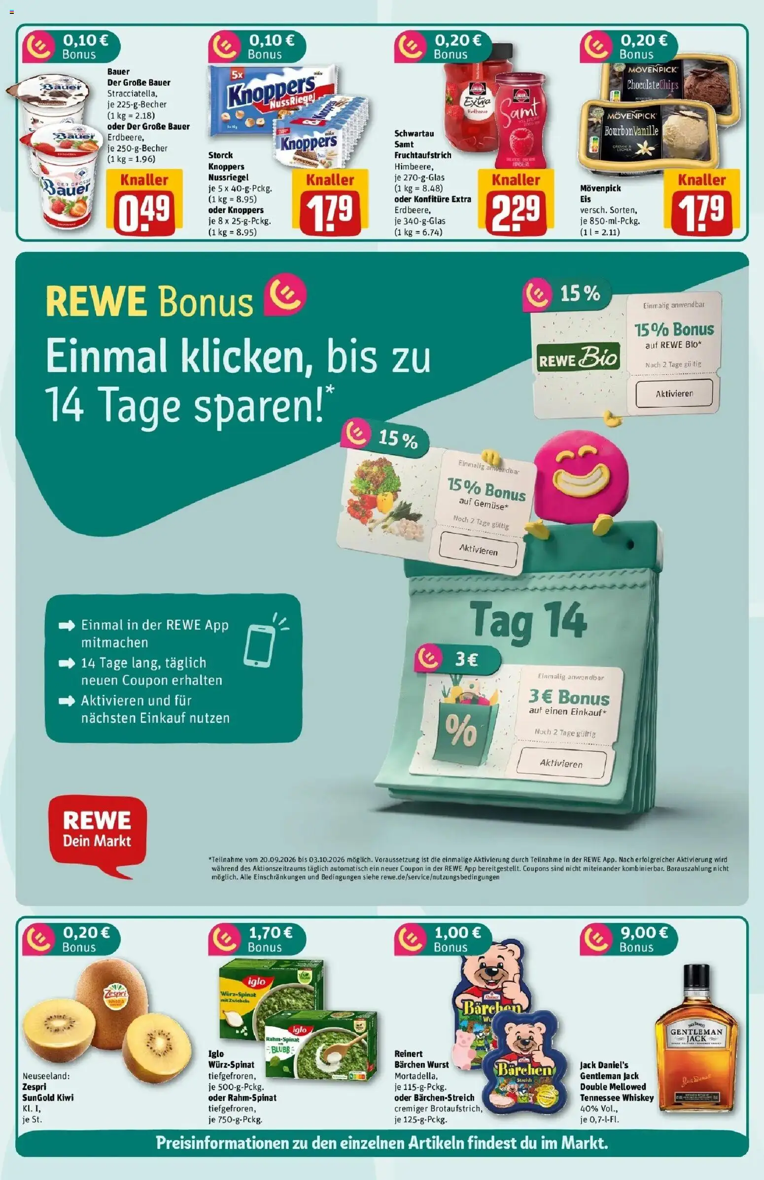 REWE Prospekt ab 28.09.2026 zum Blättern » Angebote | Seite: 4 | Produkte: Iglo, Vanille, Zwiebeln, Whiskey