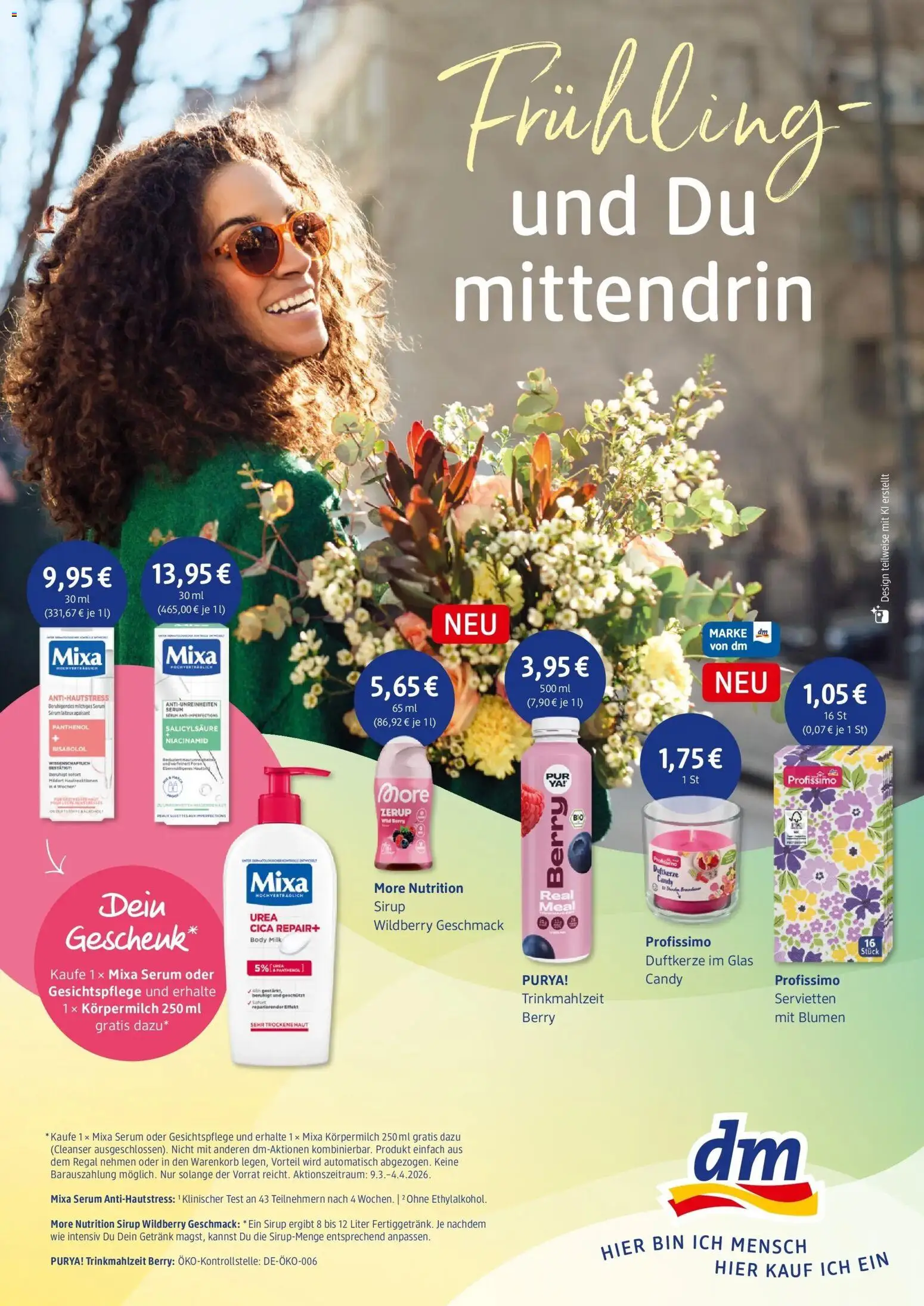dm drogerie prospekt Wörrstadt – gültig ab 09.03.2026 | Seite: 1 | Produkte: Blumen, Sirup, Körpermilch, Body Milk